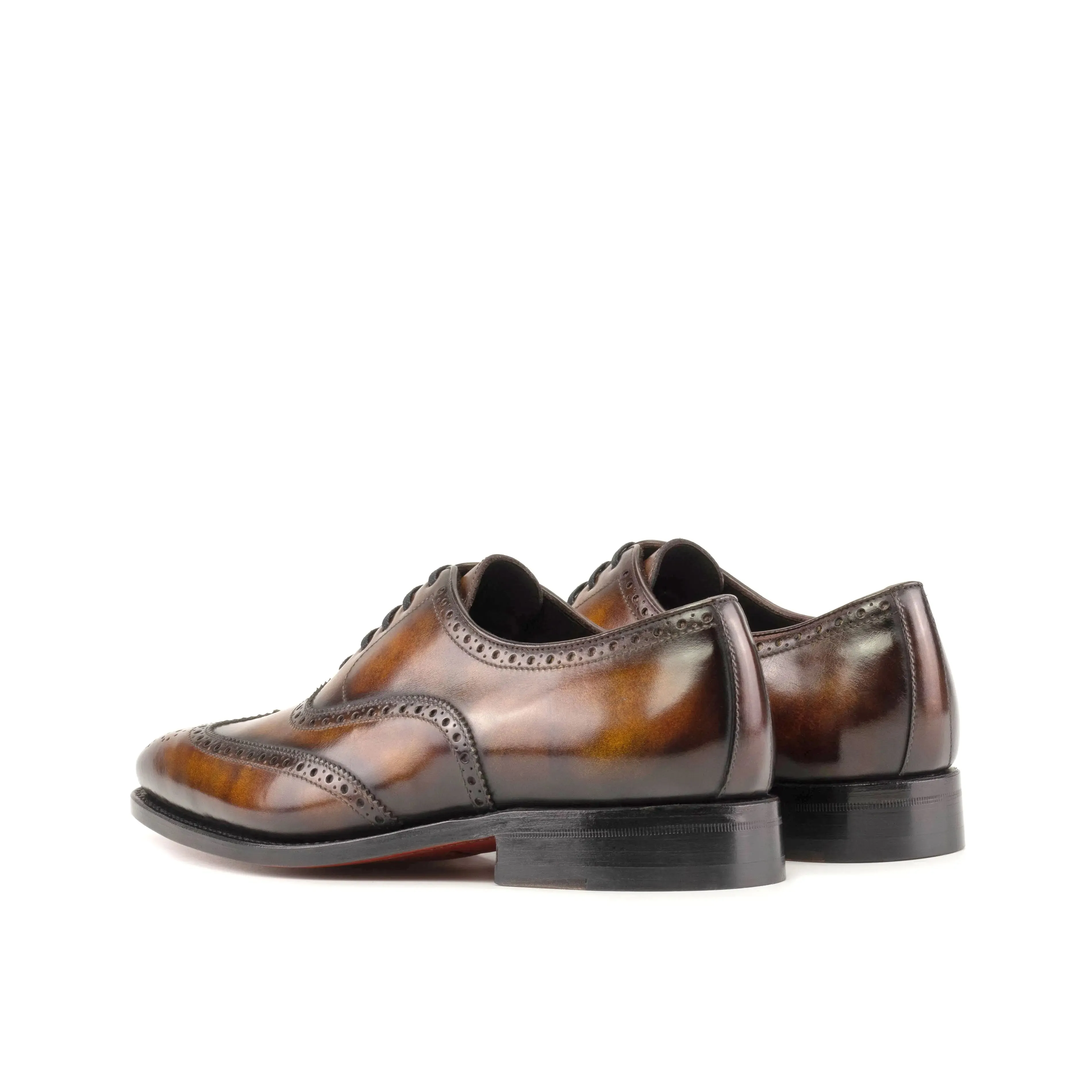 Dapperfam Shoes DapperFam Aeron in Fire Men's Hand-Painted Patina Full Brogue