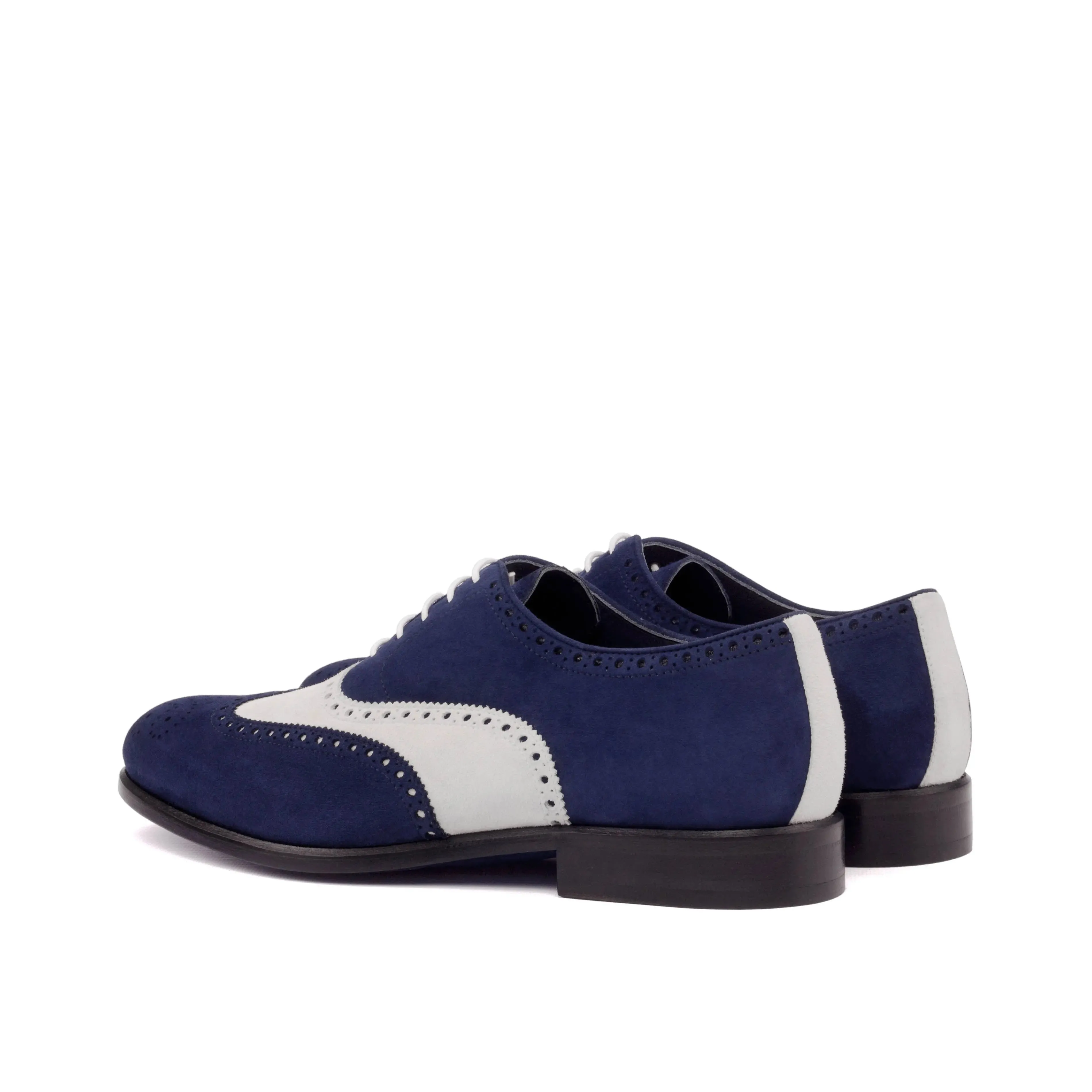 Dapperfam Shoes DapperFam Aeron in Navy / White Men's Italian Suede Full Brogue