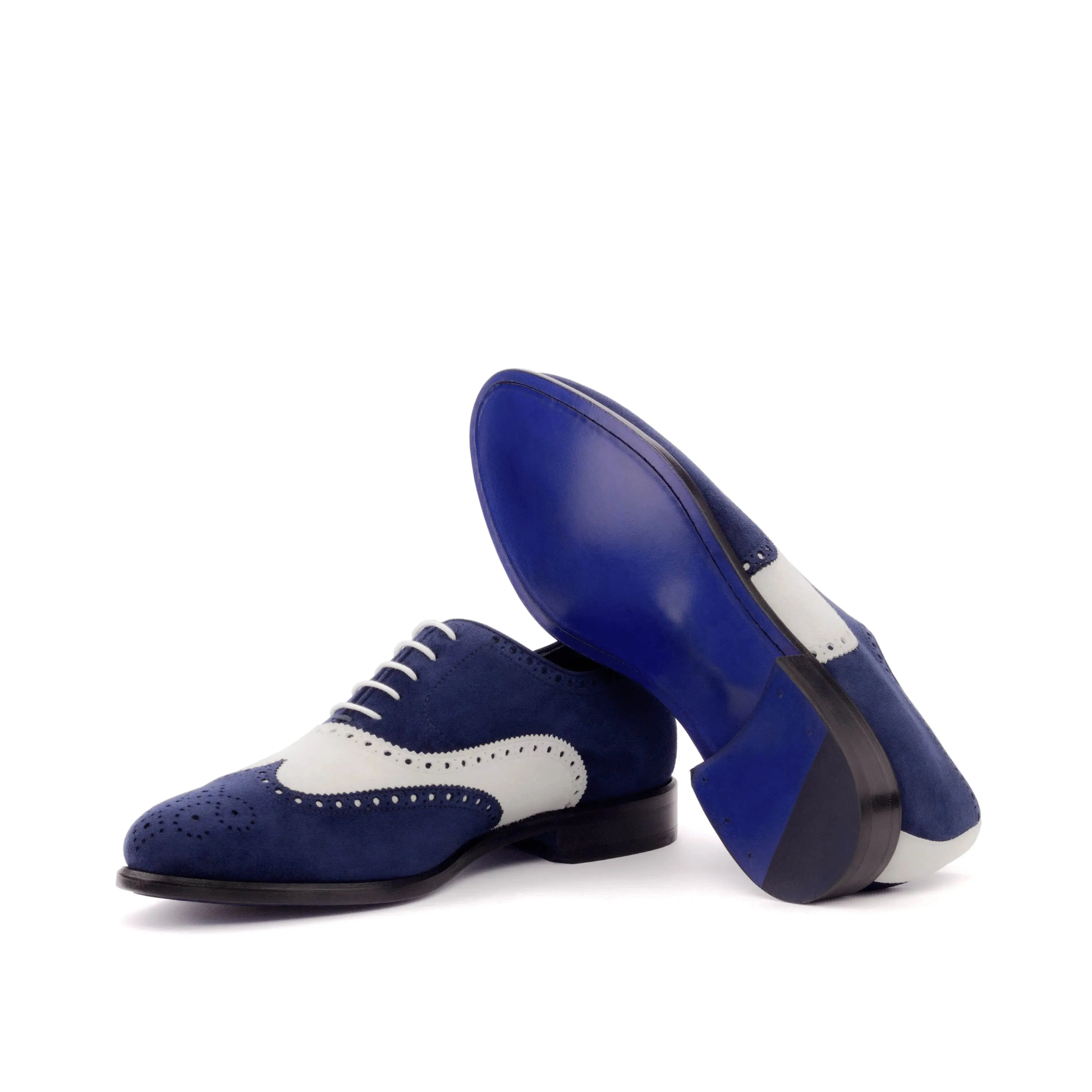 Dapperfam Shoes DapperFam Aeron in Navy / White Men's Italian Suede Full Brogue