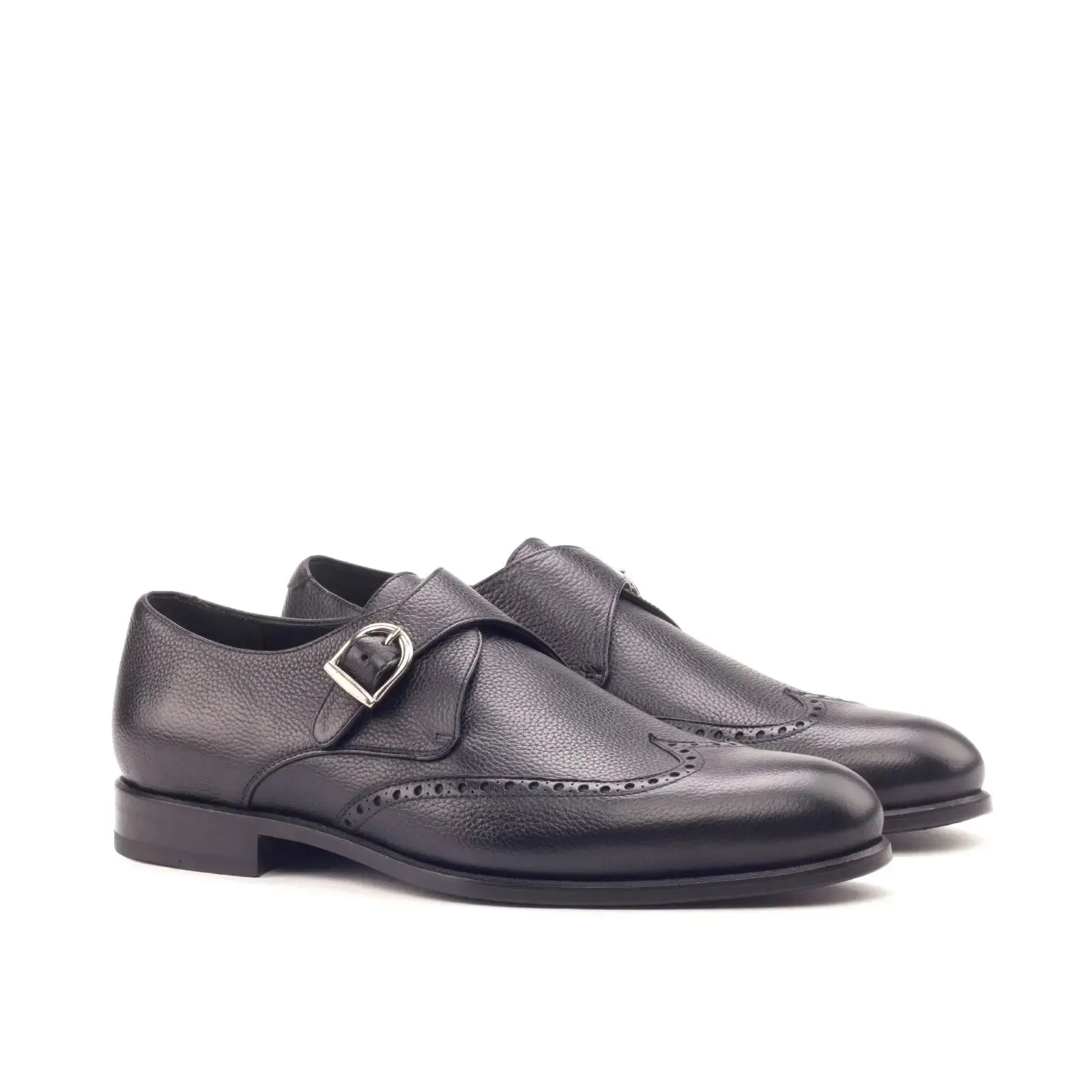 Dapperfam Shoes DapperFam Brenno in Black Men's Italian Full Grain Leather Single Monk