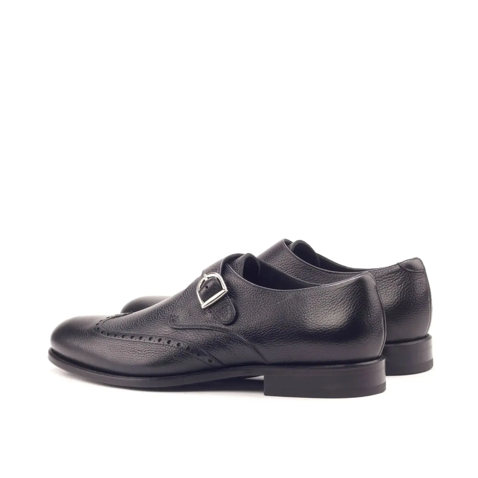 Dapperfam Shoes DapperFam Brenno in Black Men's Italian Full Grain Leather Single Monk