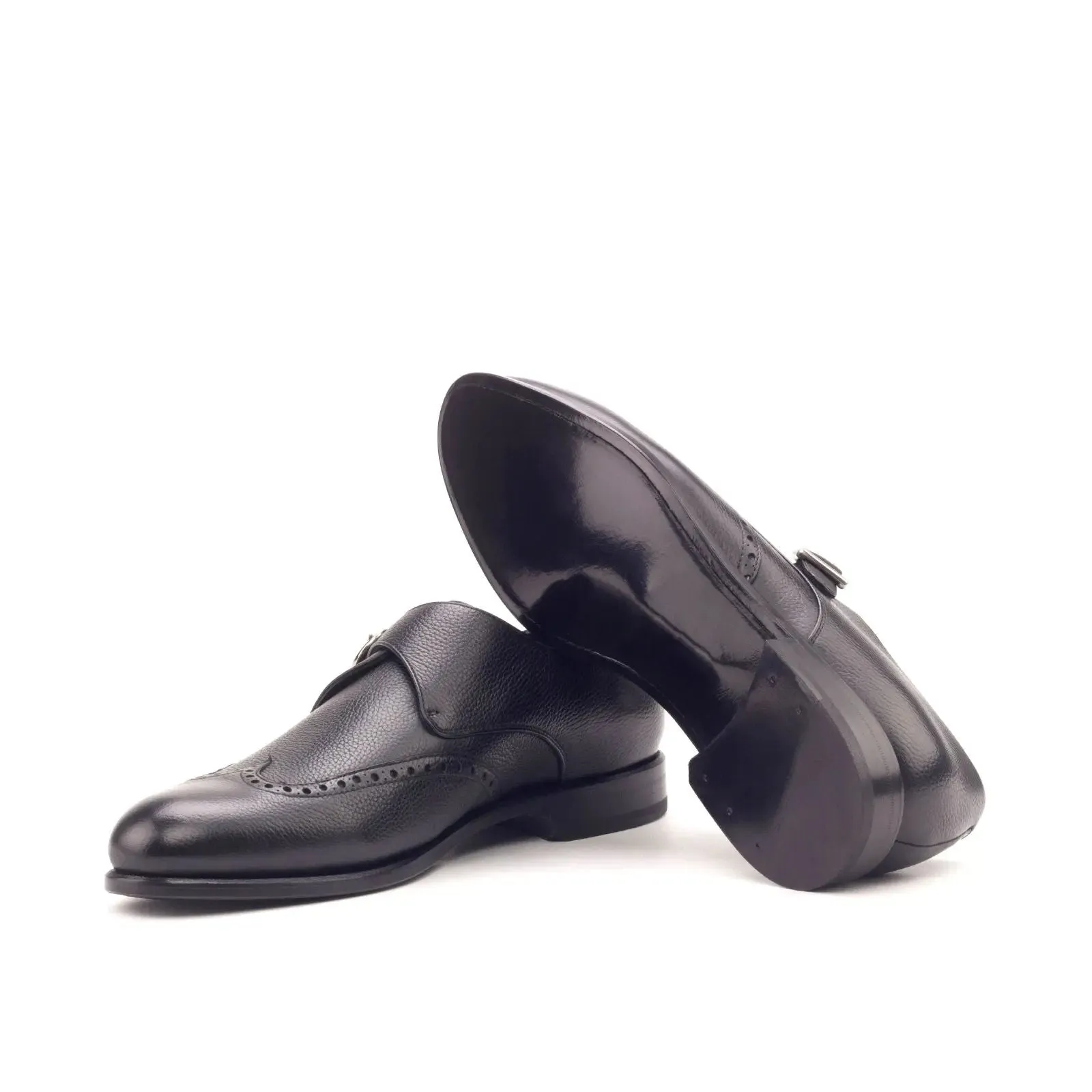 Dapperfam Shoes DapperFam Brenno in Black Men's Italian Full Grain Leather Single Monk