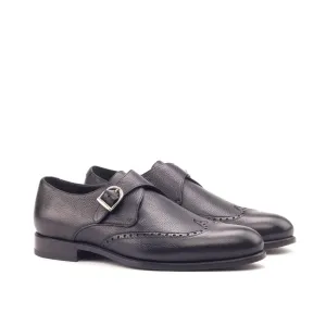 Dapperfam Shoes DapperFam Brenno in Black Men's Italian Full Grain Leather Single Monk