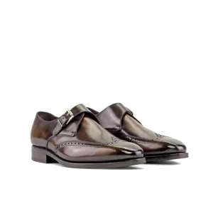 Dapperfam Shoes DapperFam Brenno in Tobacco Men's Hand-Painted Patina Single Monk