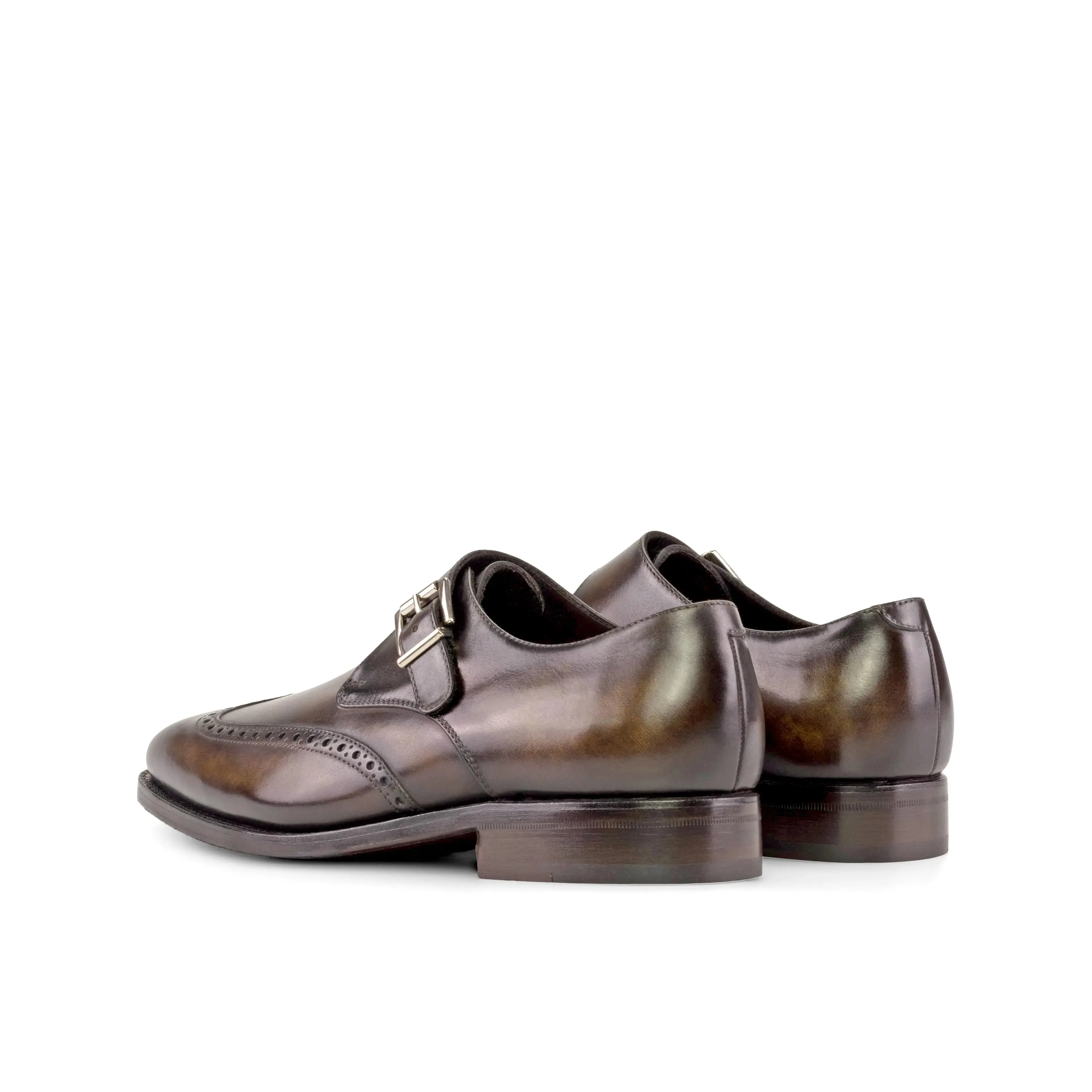 Dapperfam Shoes DapperFam Brenno in Tobacco Men's Hand-Painted Patina Single Monk