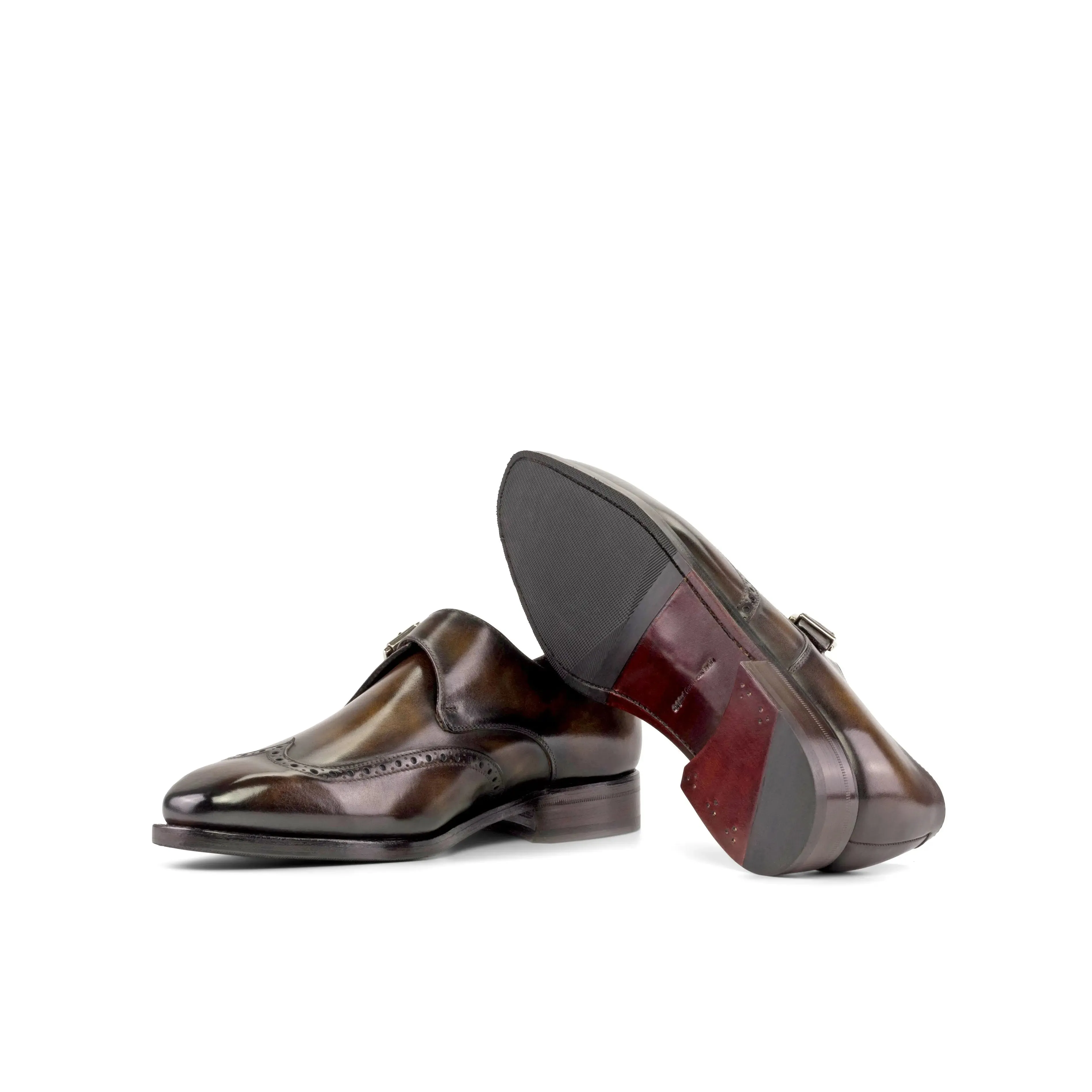 Dapperfam Shoes DapperFam Brenno in Tobacco Men's Hand-Painted Patina Single Monk
