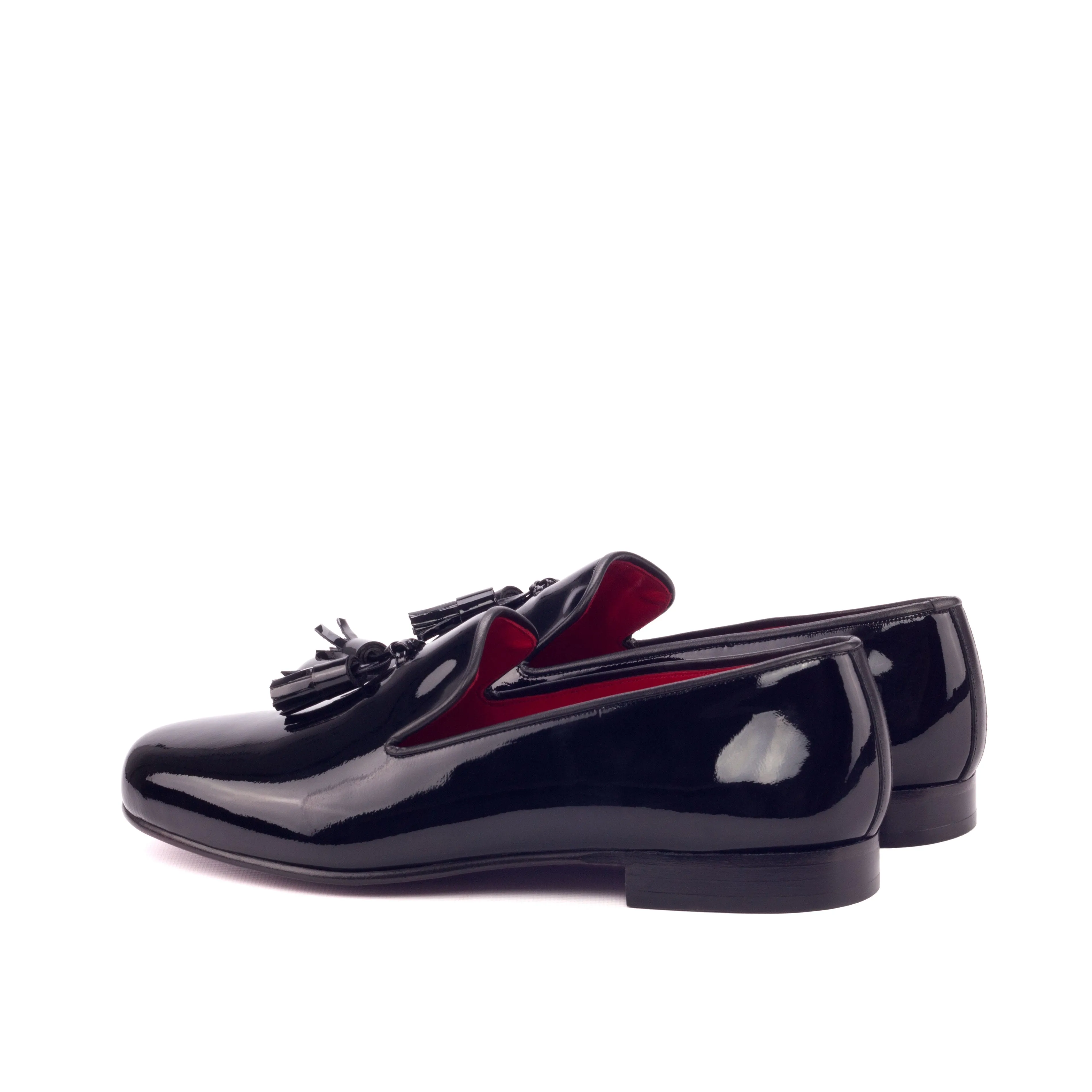 Dapperfam Shoes DapperFam Enzo in Black Men's Italian Patent Leather & Italian Leather Slipper