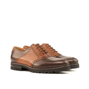Dapperfam Shoes DapperFam Fabrizio in Dark Brown / Med Brown Men's Italian Full Grain Leather Saddle