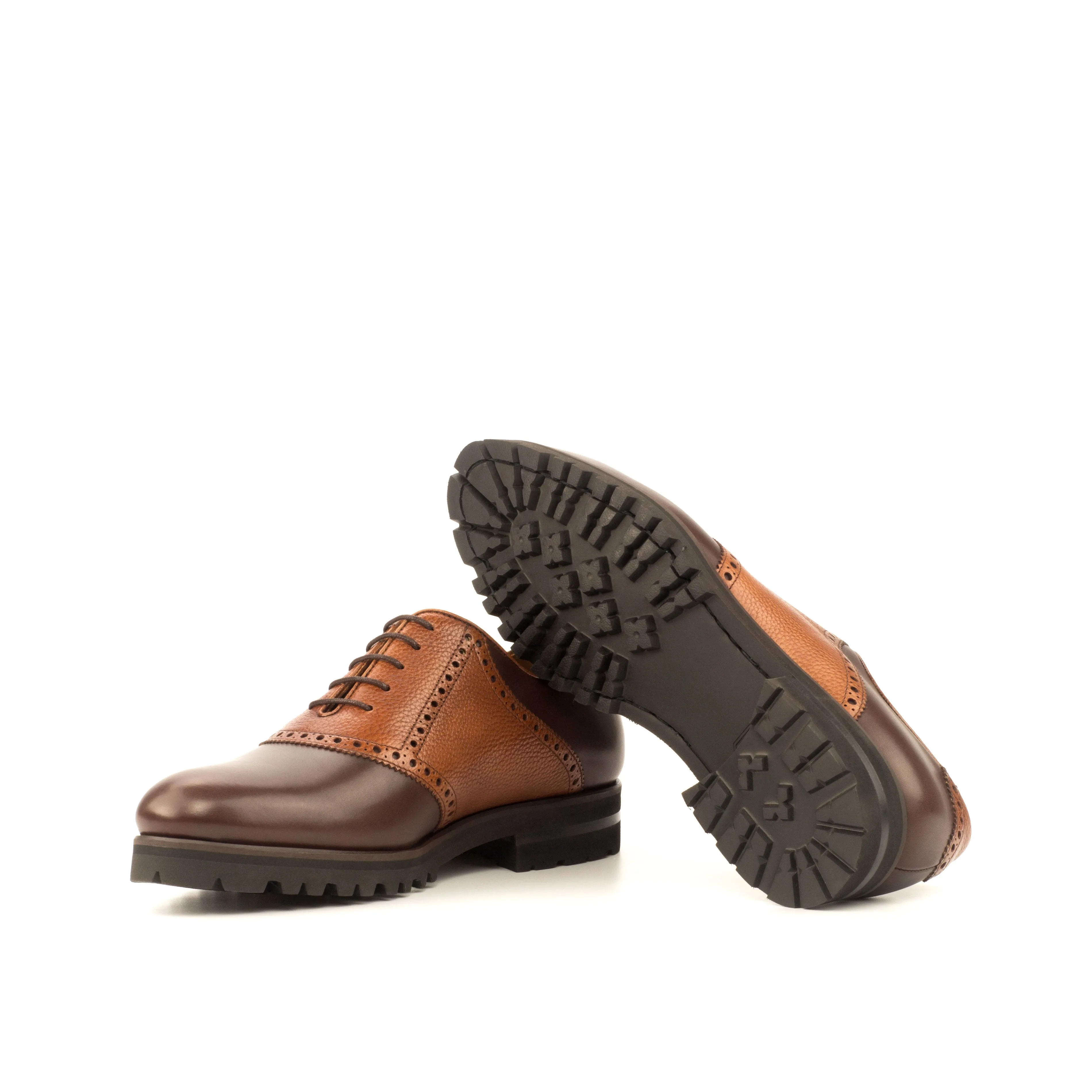 Dapperfam Shoes DapperFam Fabrizio in Dark Brown / Med Brown Men's Italian Full Grain Leather Saddle