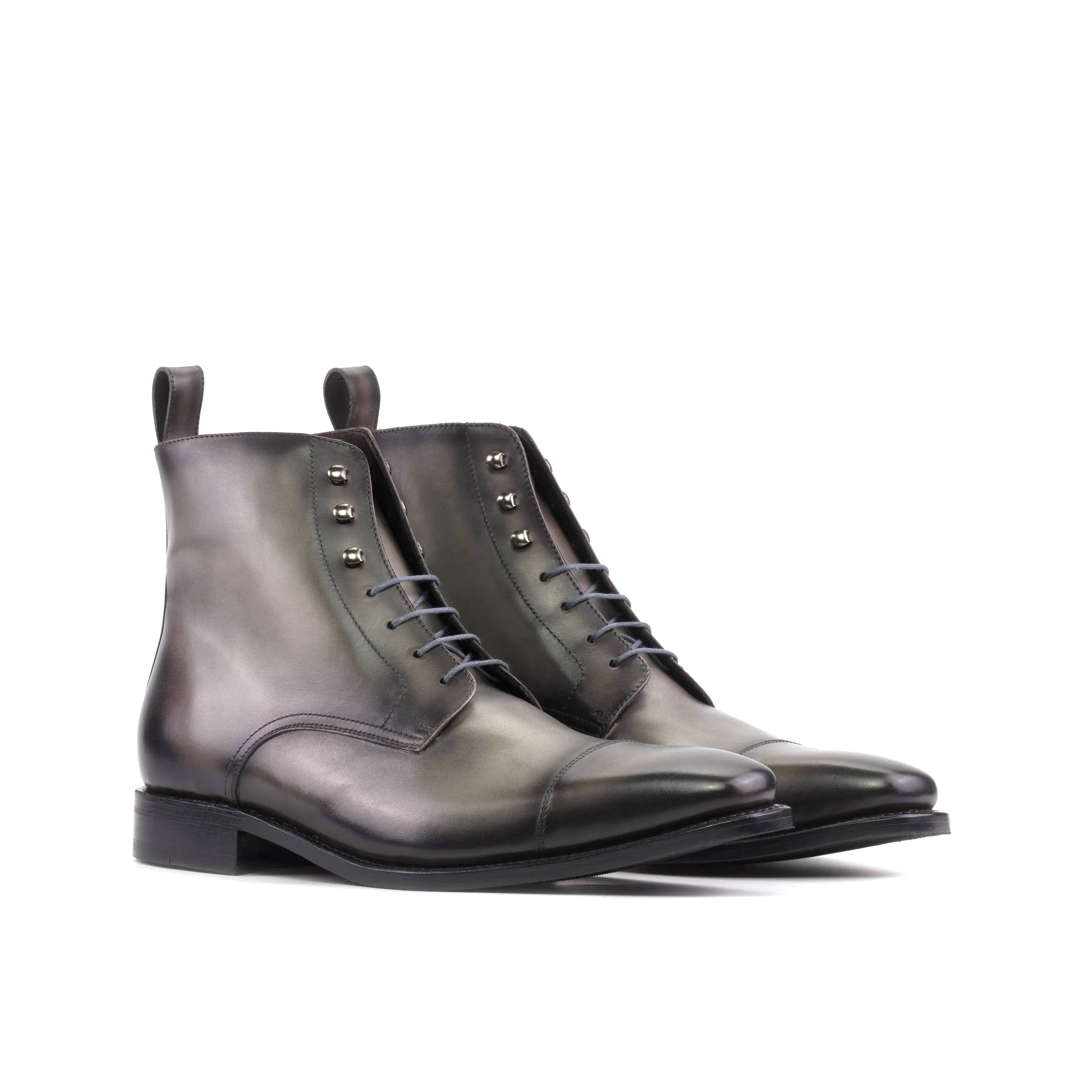 Dapperfam Shoes DapperFam Garrison in Dark Grey Men's Italian Leather Jumper Boot