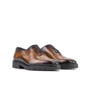 Dapperfam Shoes DapperFam Giuliano in Fire Men's Hand-Painted Patina Whole Cut