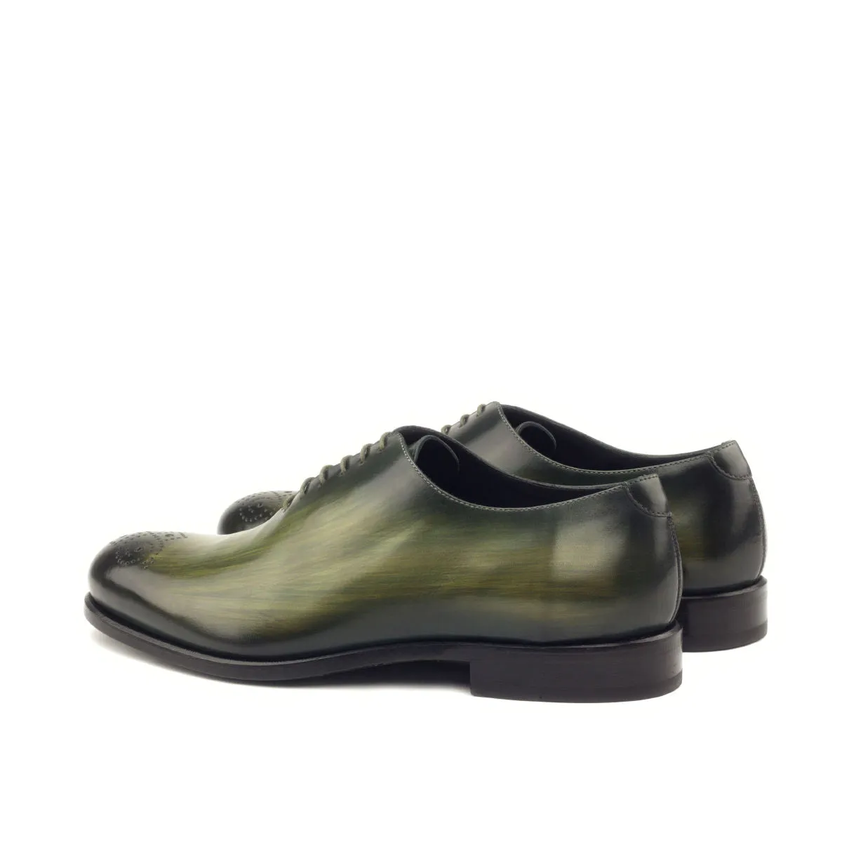 Dapperfam Shoes DapperFam Giuliano in Khaki Men's Hand-Painted Patina Whole Cut