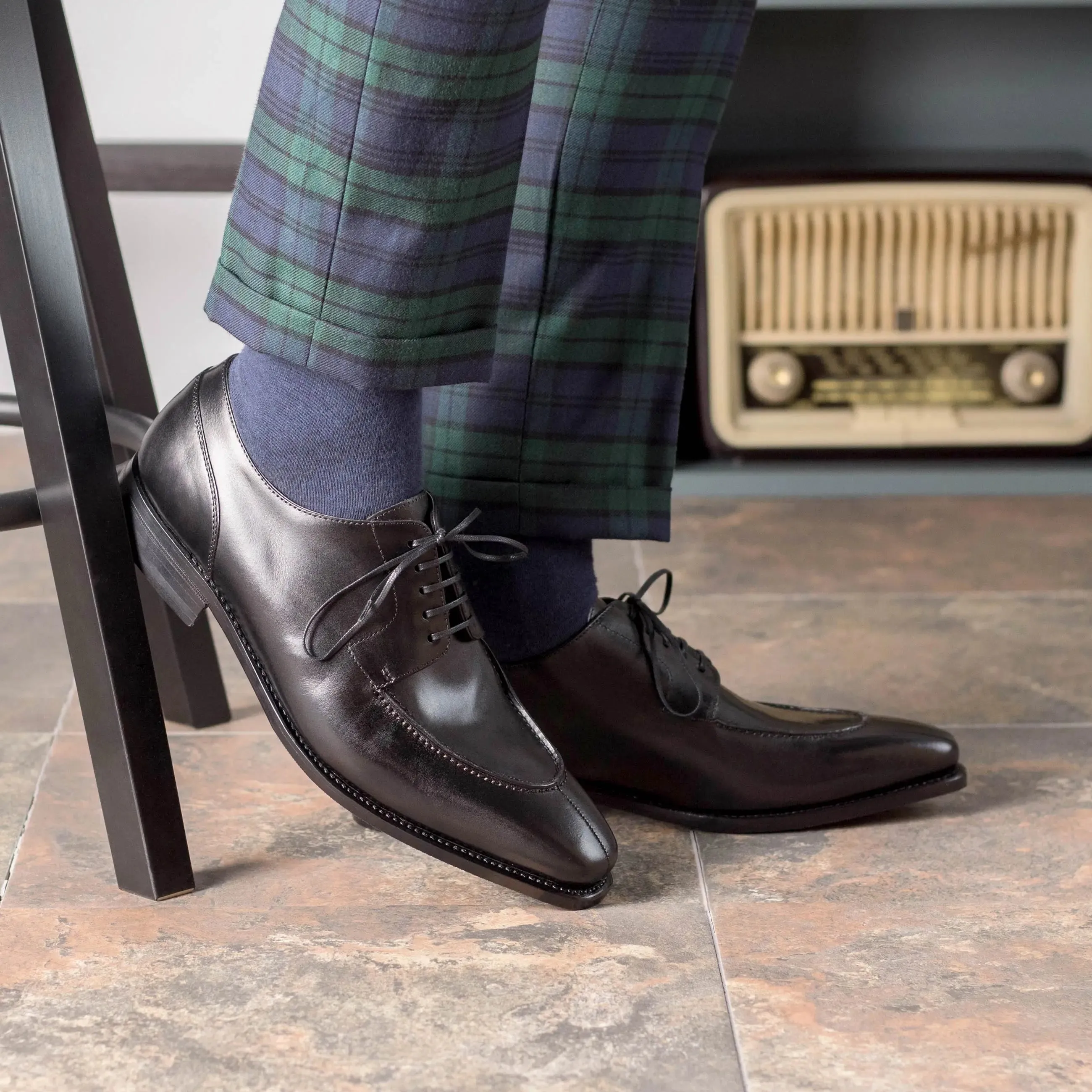 Dapperfam Shoes DapperFam Lorenzo in Black Men's Italian Leather Derby Split Toe