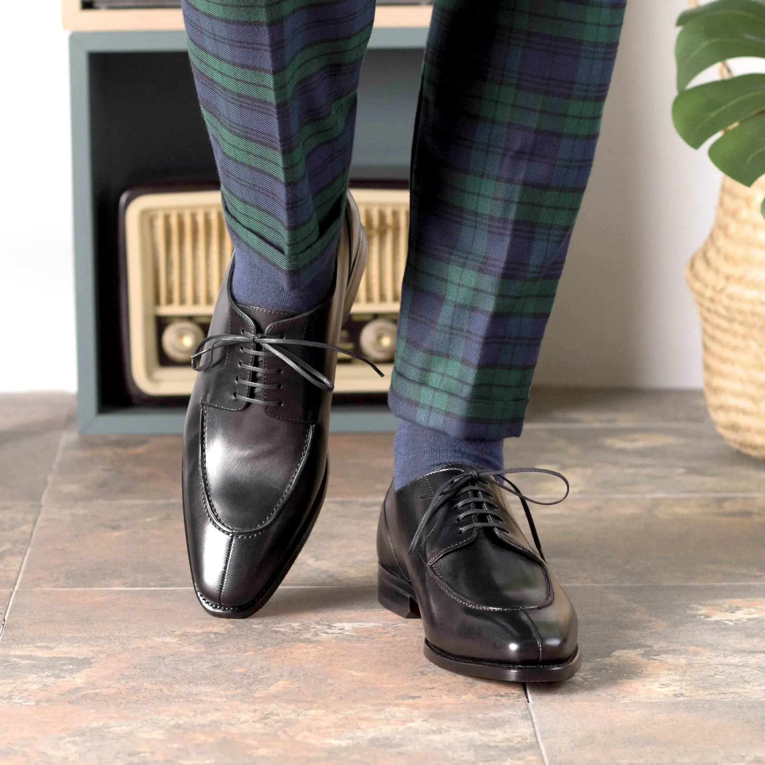 Dapperfam Shoes DapperFam Lorenzo in Black Men's Italian Leather Derby Split Toe