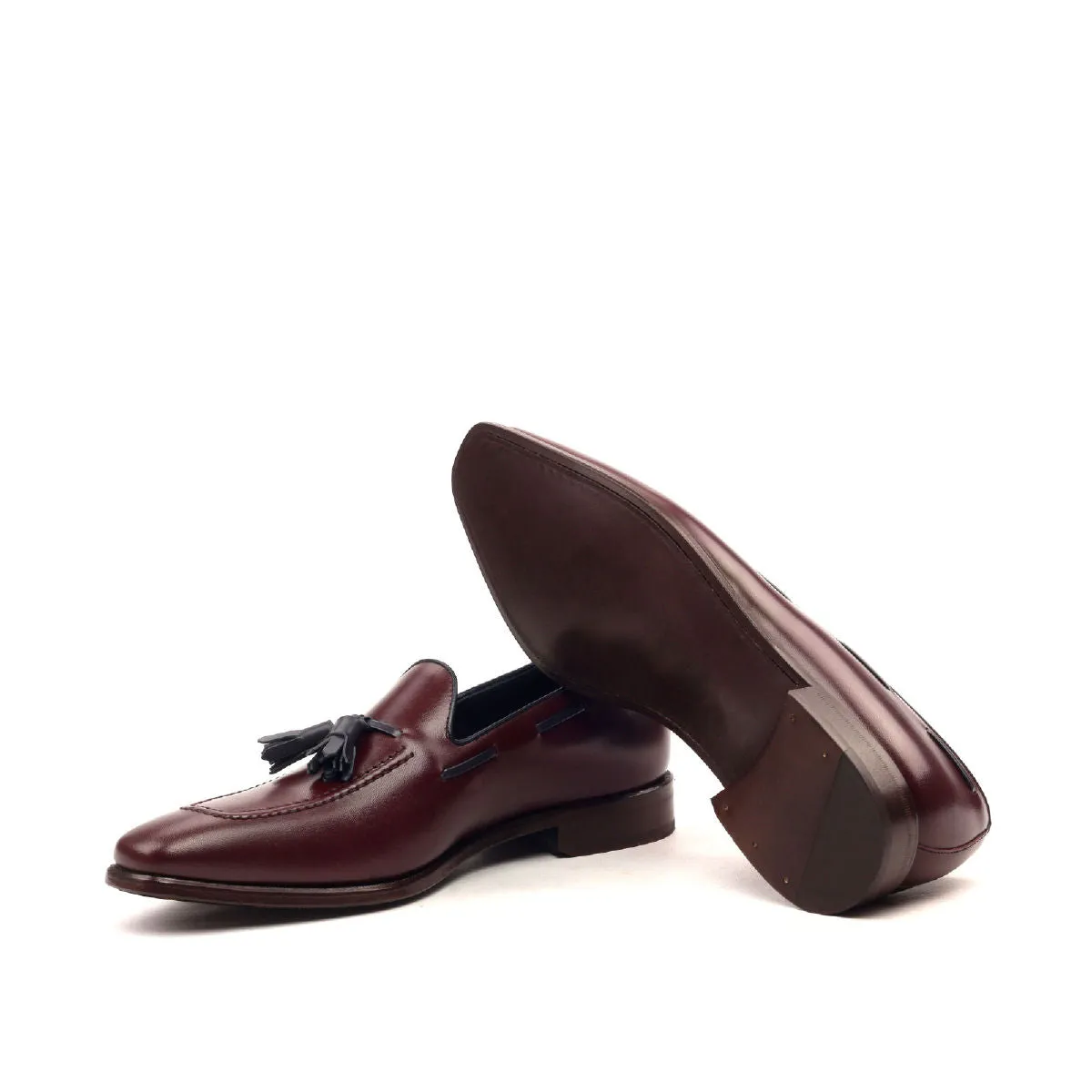 Dapperfam Shoes DapperFam Luciano in Burgundy / Navy Men's Italian Leather Loafer