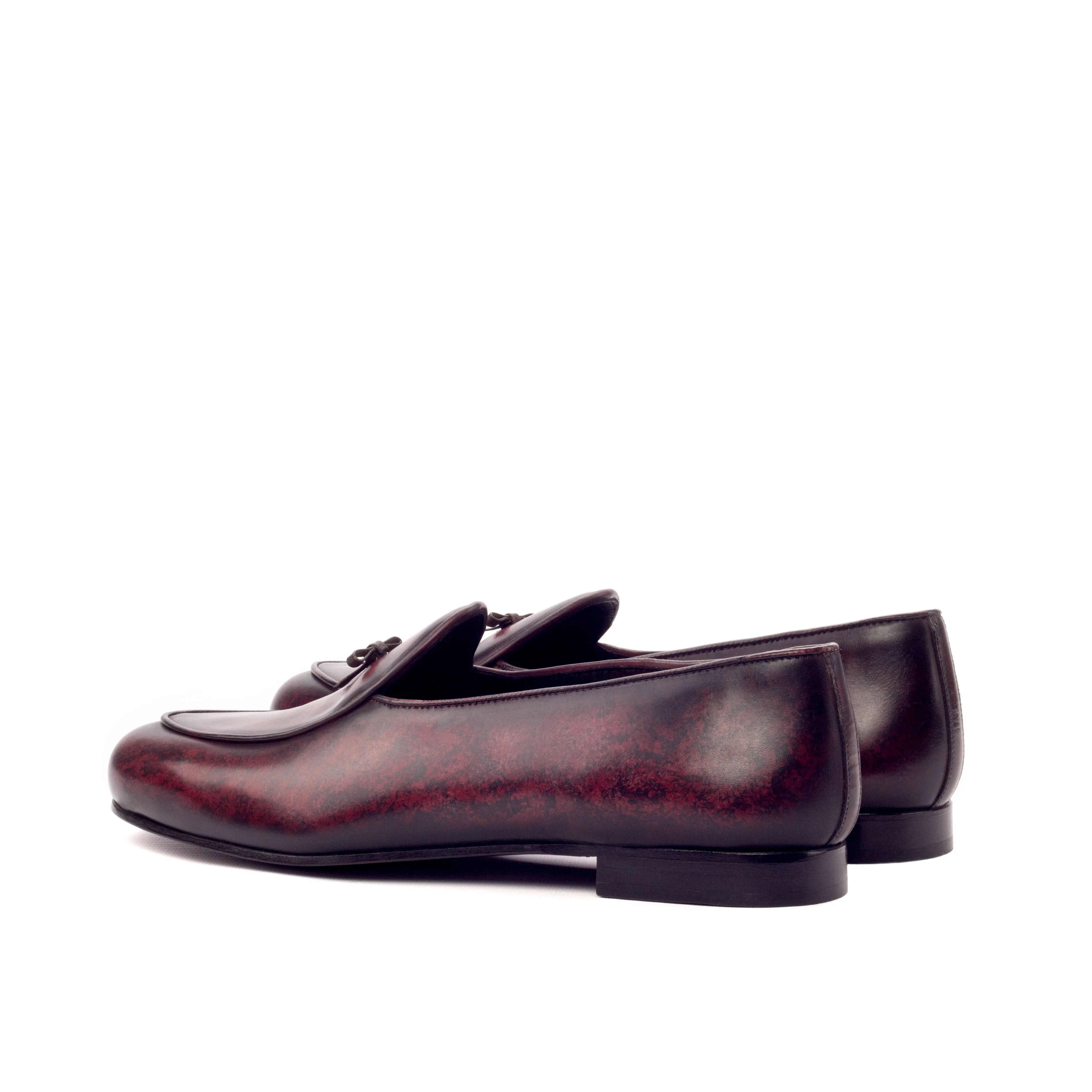 Dapperfam Shoes DapperFam Marcello in Brown / Burgundy Men's Hand-Painted Patina Belgian Slipper