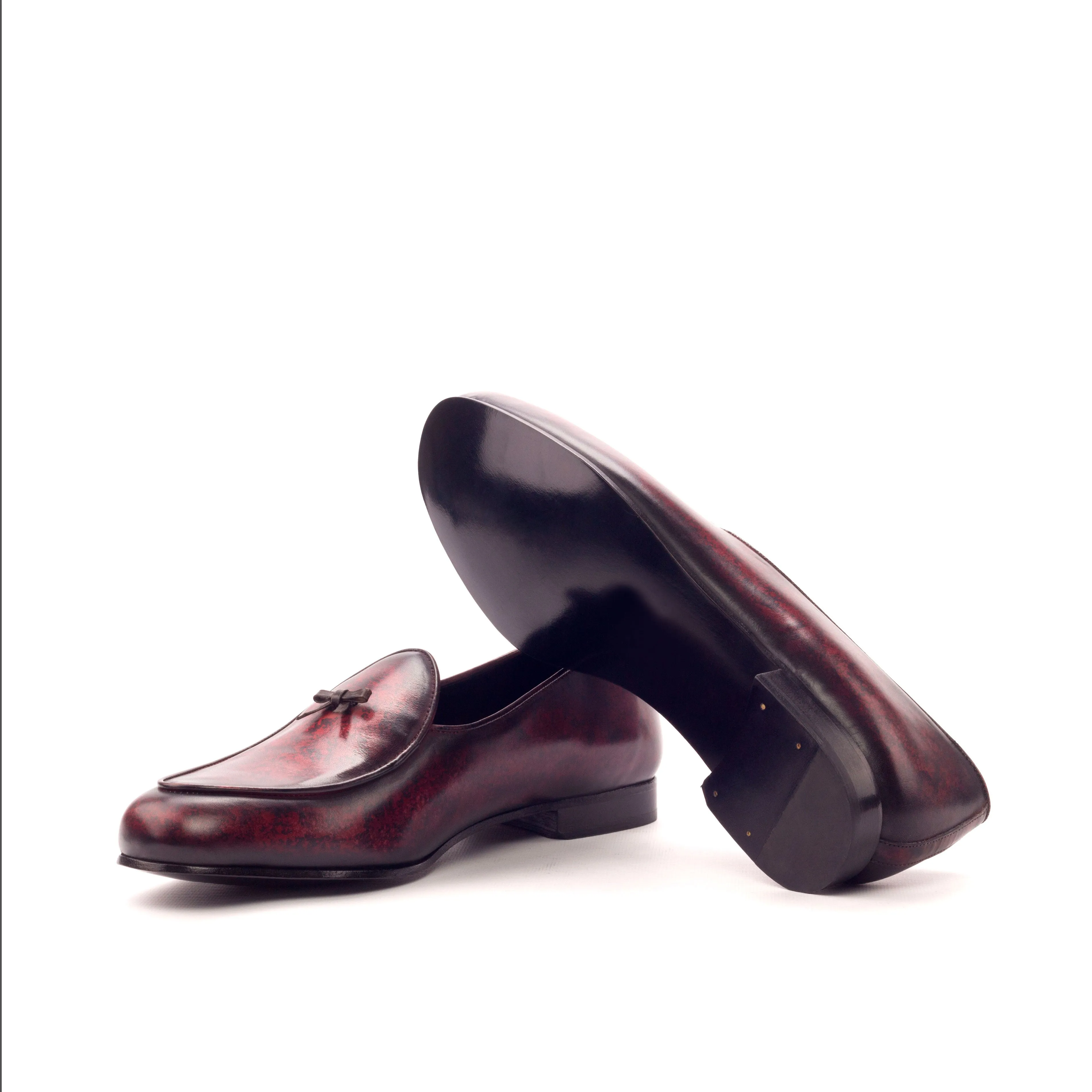Dapperfam Shoes DapperFam Marcello in Brown / Burgundy Men's Hand-Painted Patina Belgian Slipper
