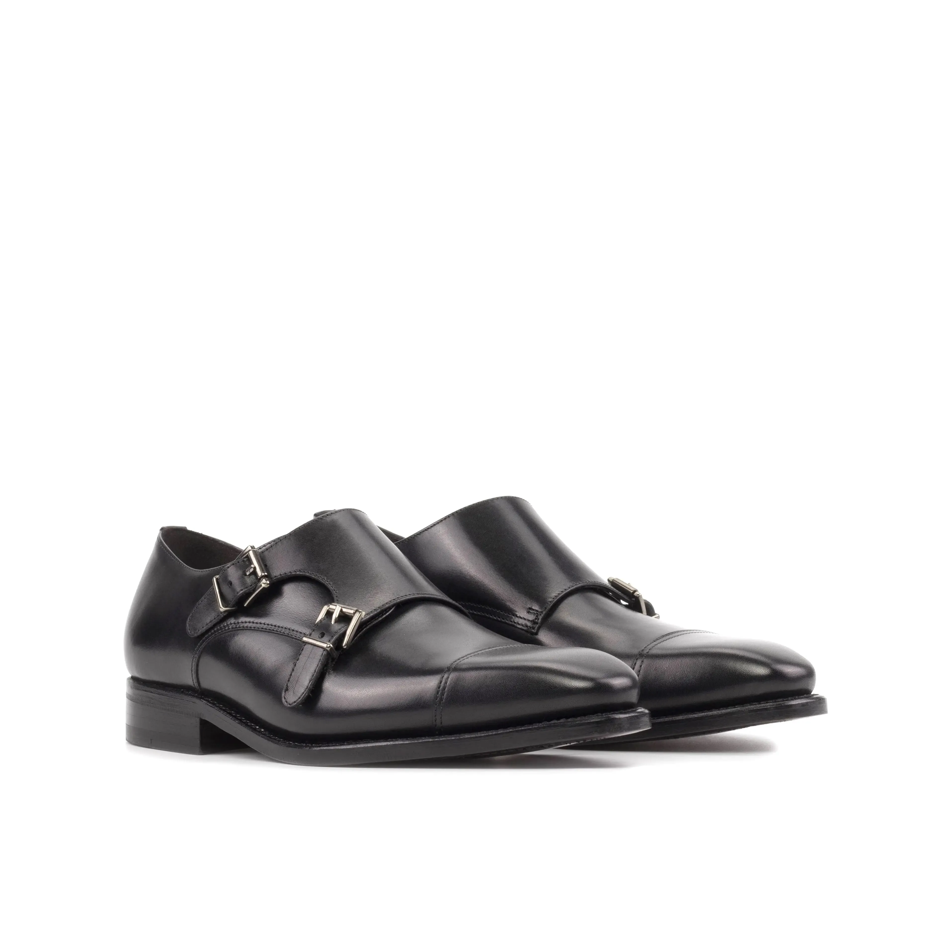Dapperfam Shoes DapperFam Monaco in Black Men's Italian Leather Double Monk