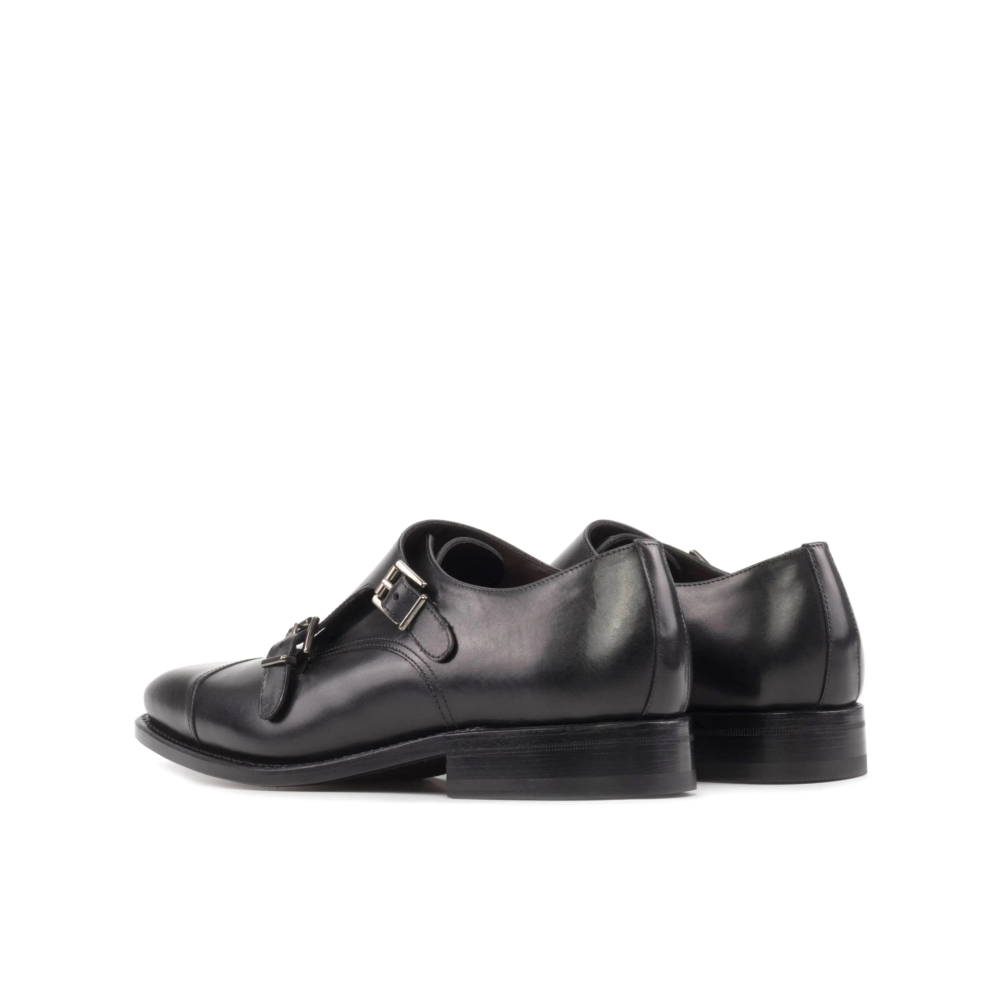Dapperfam Shoes DapperFam Monaco in Black Men's Italian Leather Double Monk