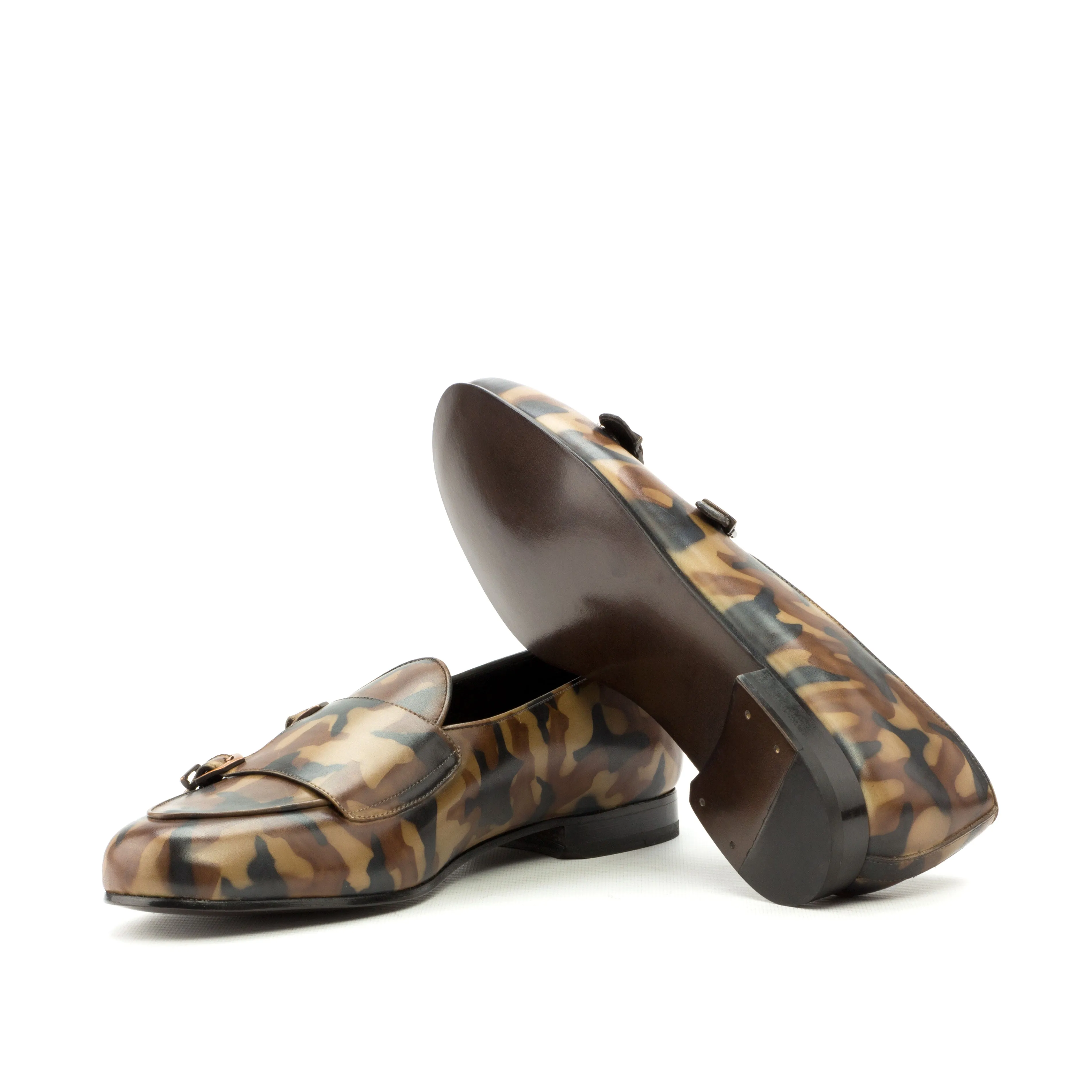 Dapperfam Shoes DapperFam Rialto in Brown Men's Hand-Painted Patina Monk Slipper