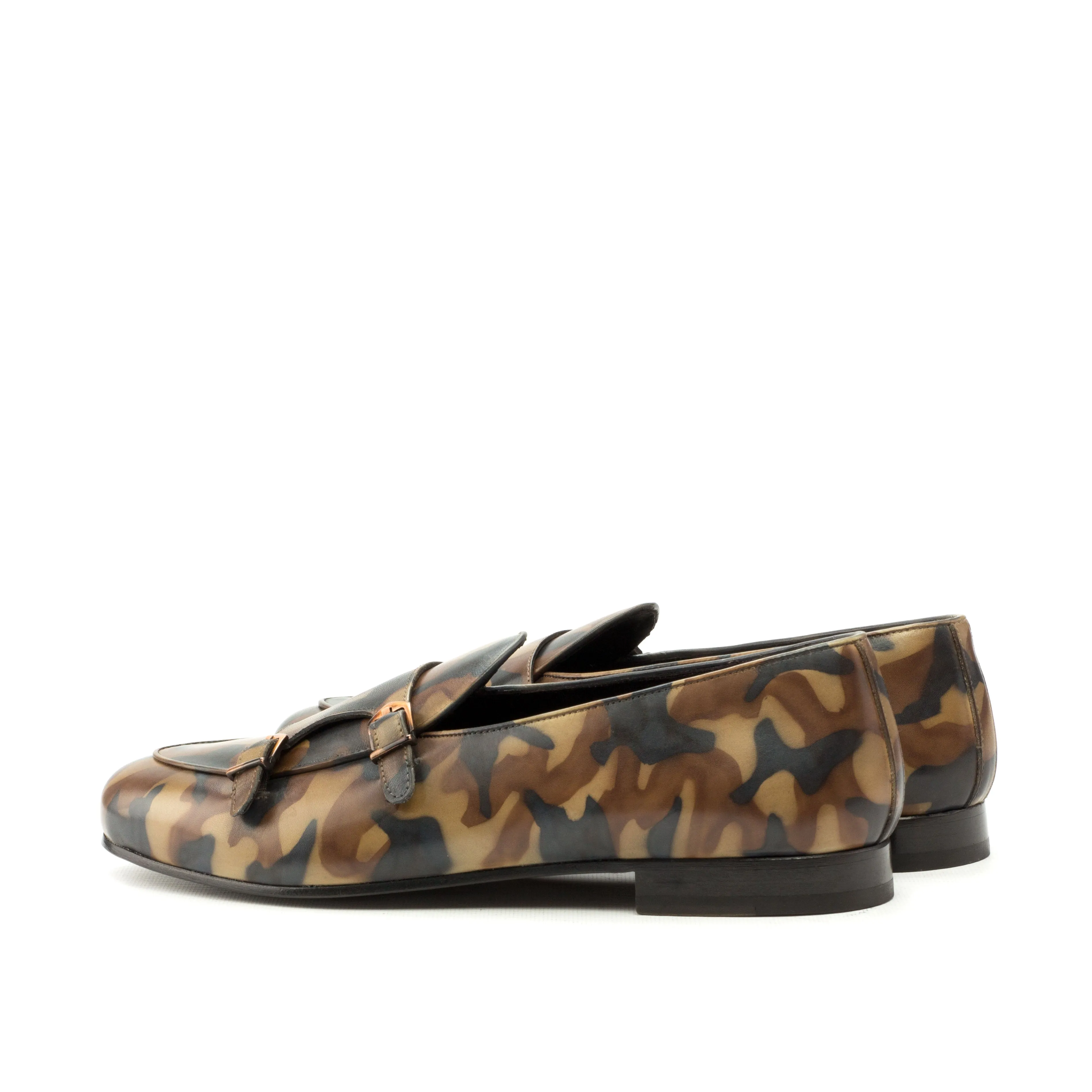 Dapperfam Shoes DapperFam Rialto in Brown Men's Hand-Painted Patina Monk Slipper