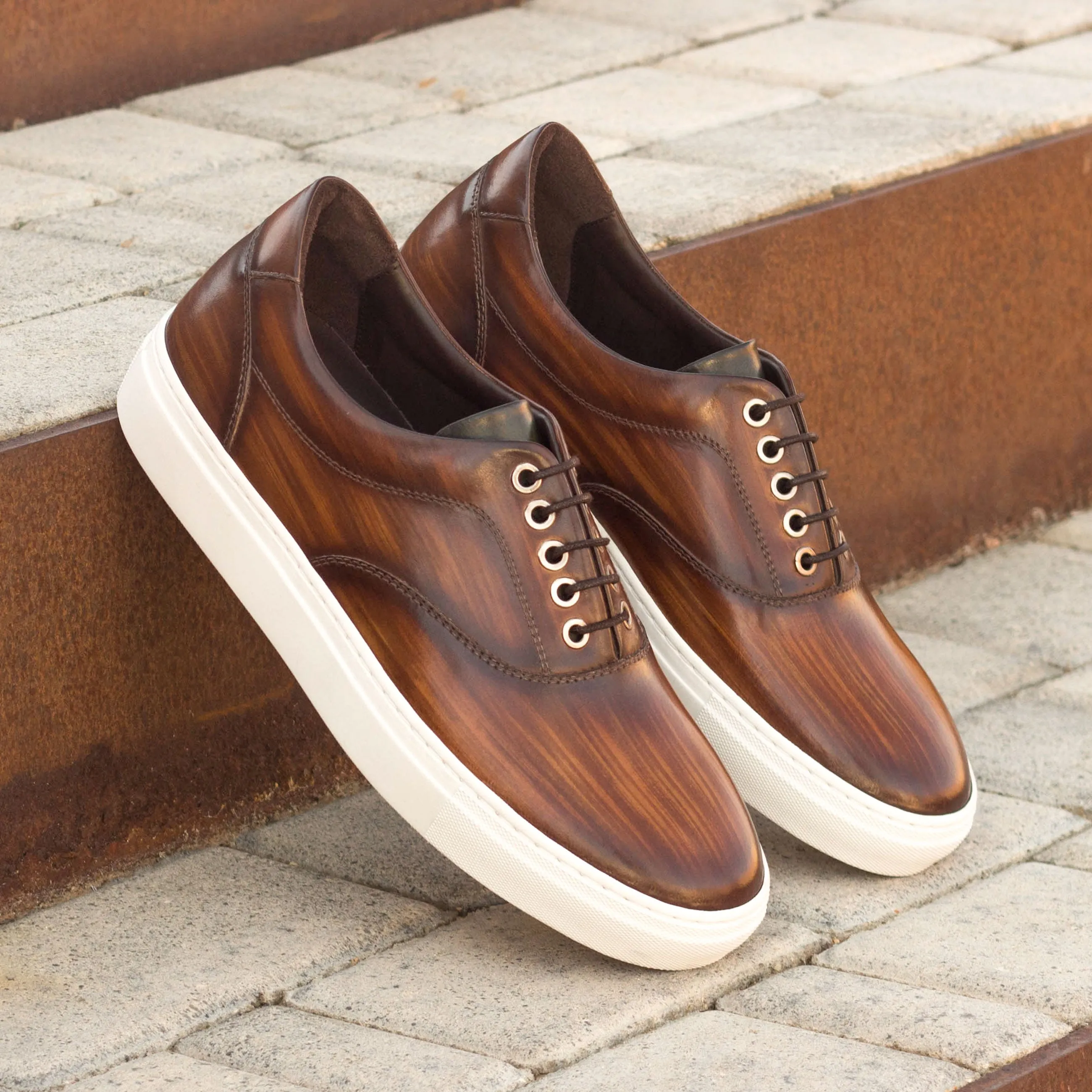 Dapperfam Shoes DapperFam Riccardo in Dark Brown Men's Hand-Painted Italian Leather Top Sider
