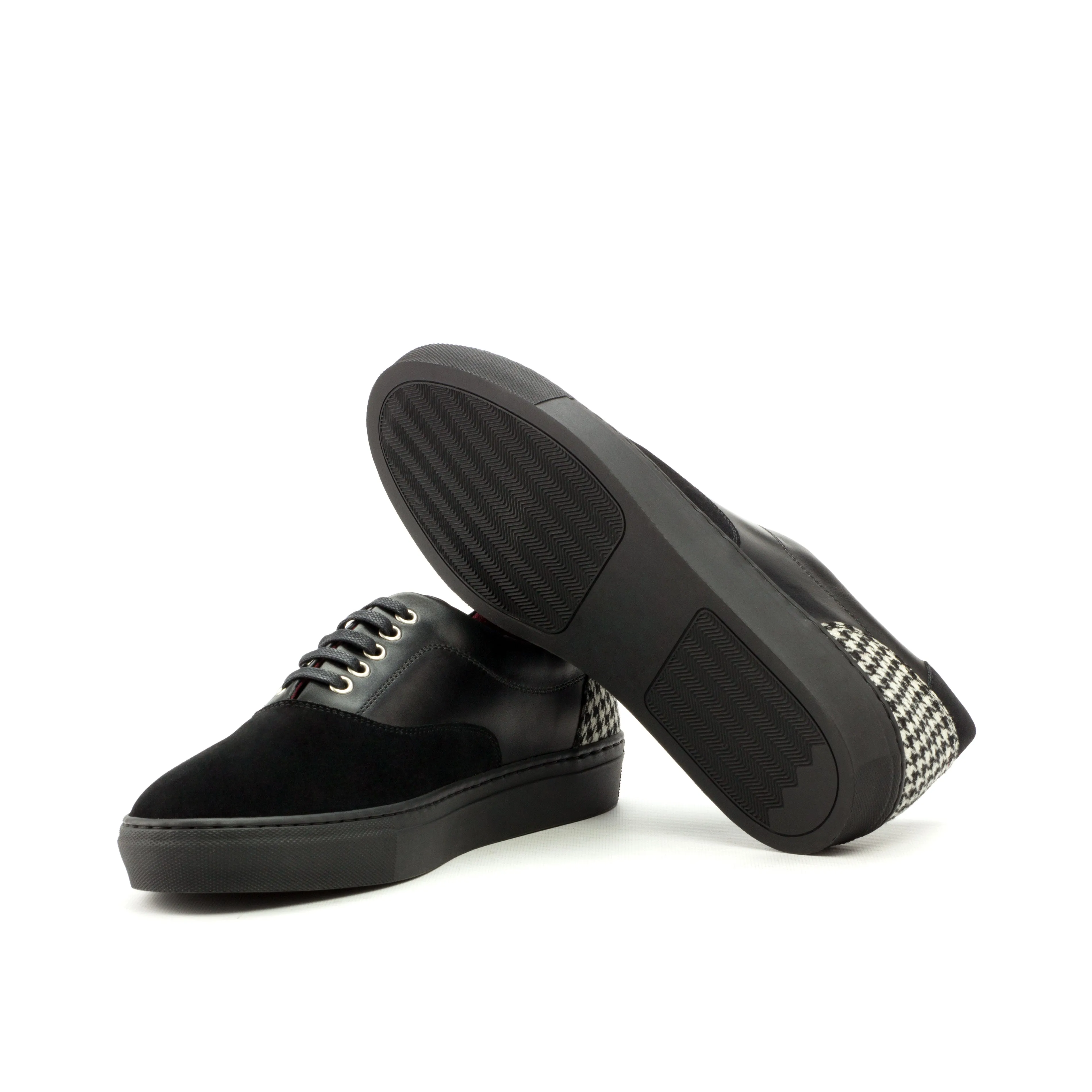 Dapperfam Shoes DapperFam Riccardo in Houndstooth / Black Men's Sartorial & Lux Suede Top Sider