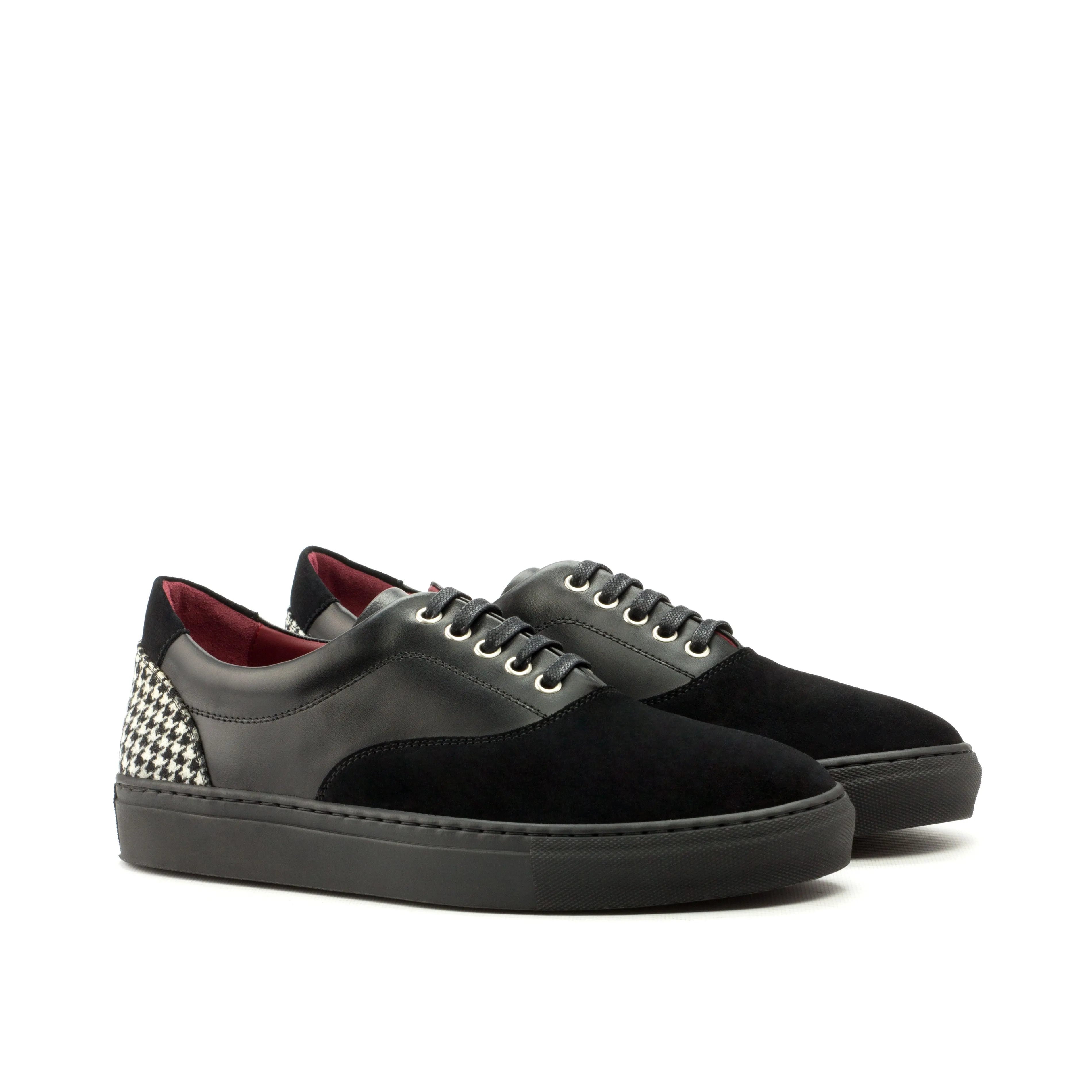 Dapperfam Shoes DapperFam Riccardo in Houndstooth / Black Men's Sartorial & Lux Suede Top Sider
