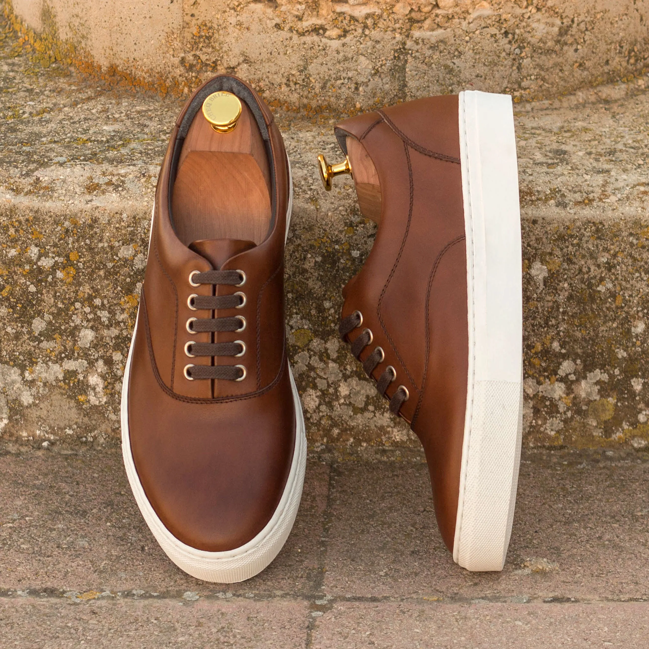 Dapperfam Shoes DapperFam Riccardo in Med Brown Men's Italian Leather Top Sider