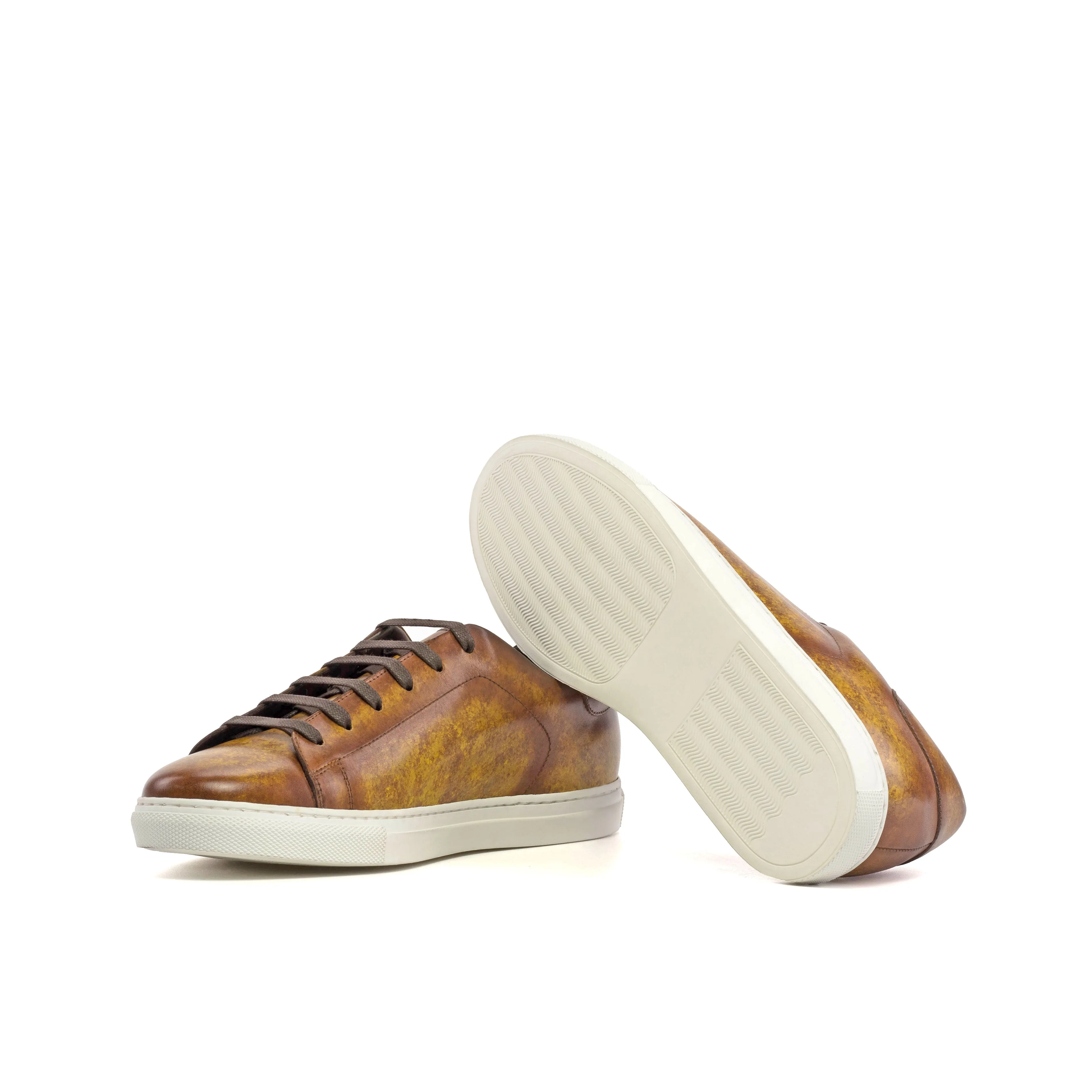 Dapperfam Shoes DapperFam Rivale in Cognac Men's Hand-Painted Patina Trainer