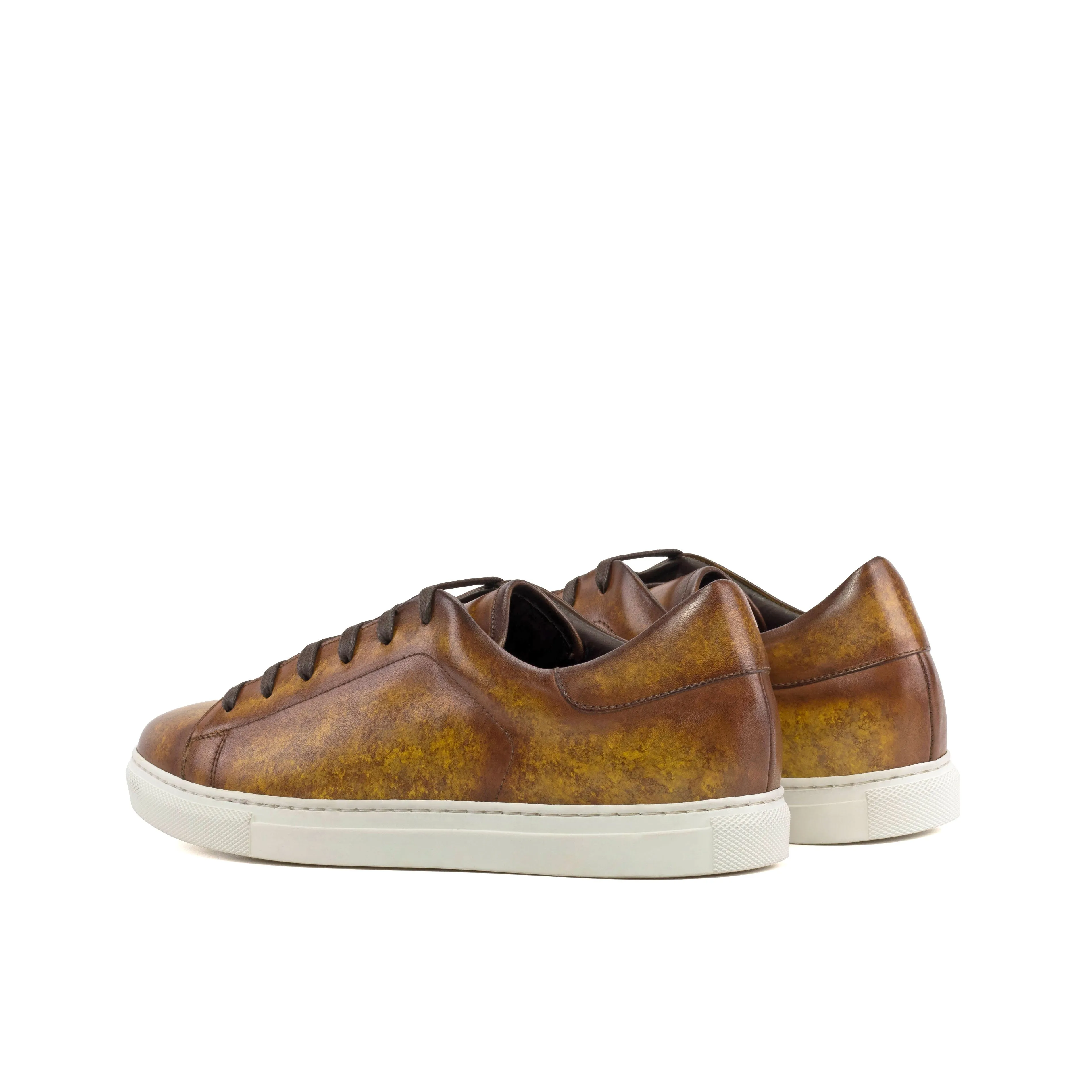 Dapperfam Shoes DapperFam Rivale in Cognac Men's Hand-Painted Patina Trainer