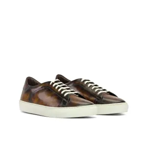 Dapperfam Shoes DapperFam Rivale in Tobacco Men's Hand-Painted Patina Trainer