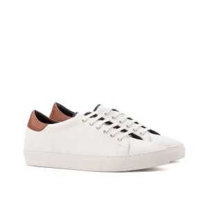 Dapperfam Shoes DapperFam Rivale in White / Brown Men's Italian Leather Trainer