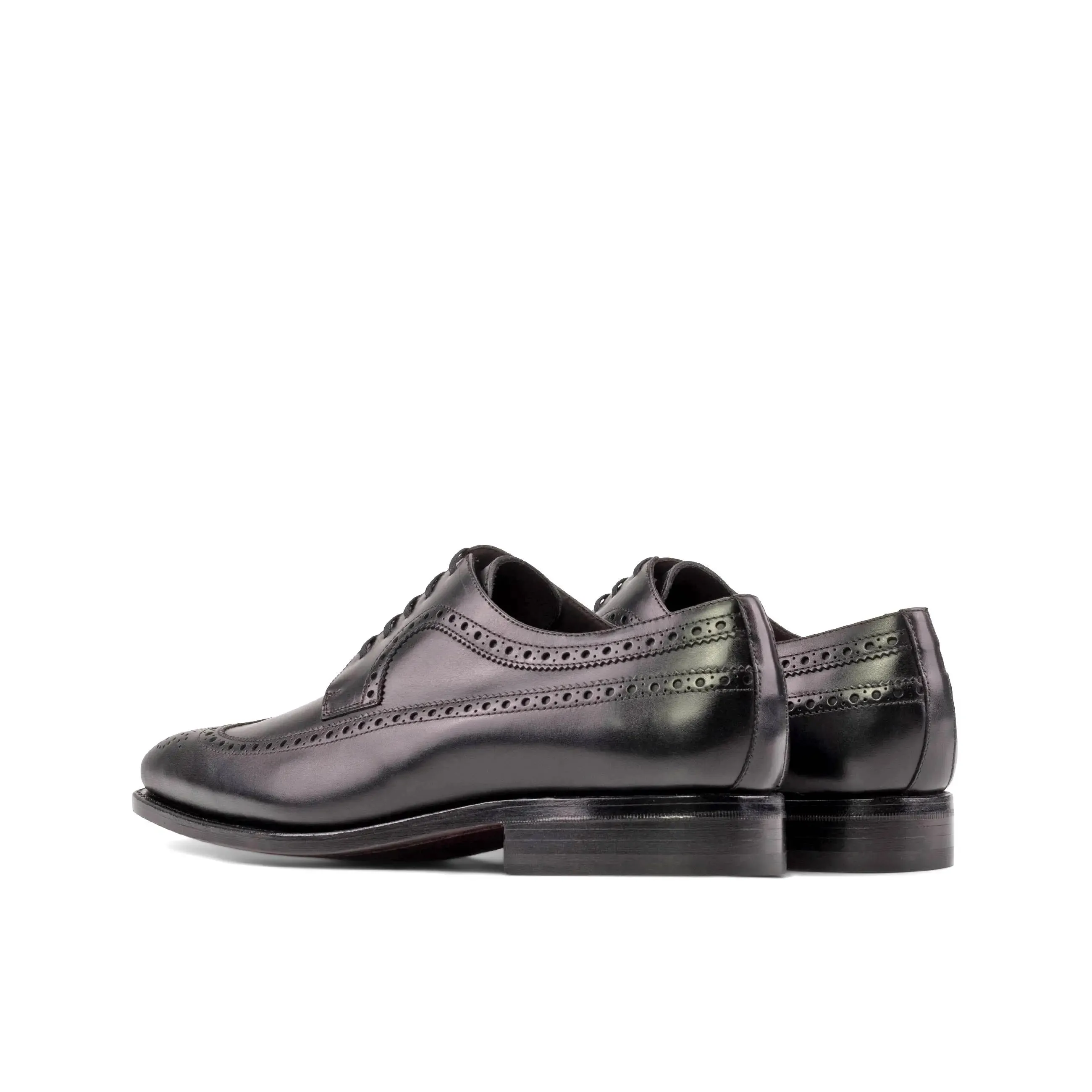 Dapperfam Shoes DapperFam Zephyr in Black Men's Italian Leather Longwing Blucher
