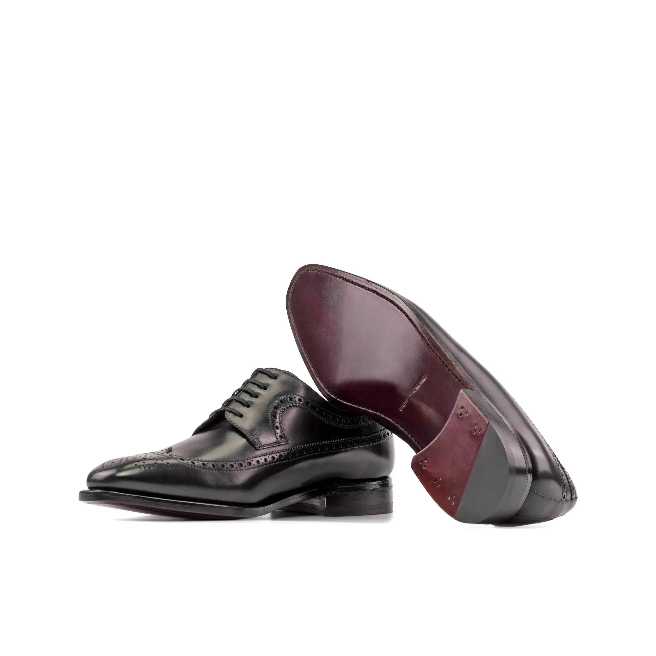 Dapperfam Shoes DapperFam Zephyr in Black Men's Italian Leather Longwing Blucher
