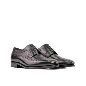 Dapperfam Shoes DapperFam Zephyr in Black Men's Italian Leather Longwing Blucher