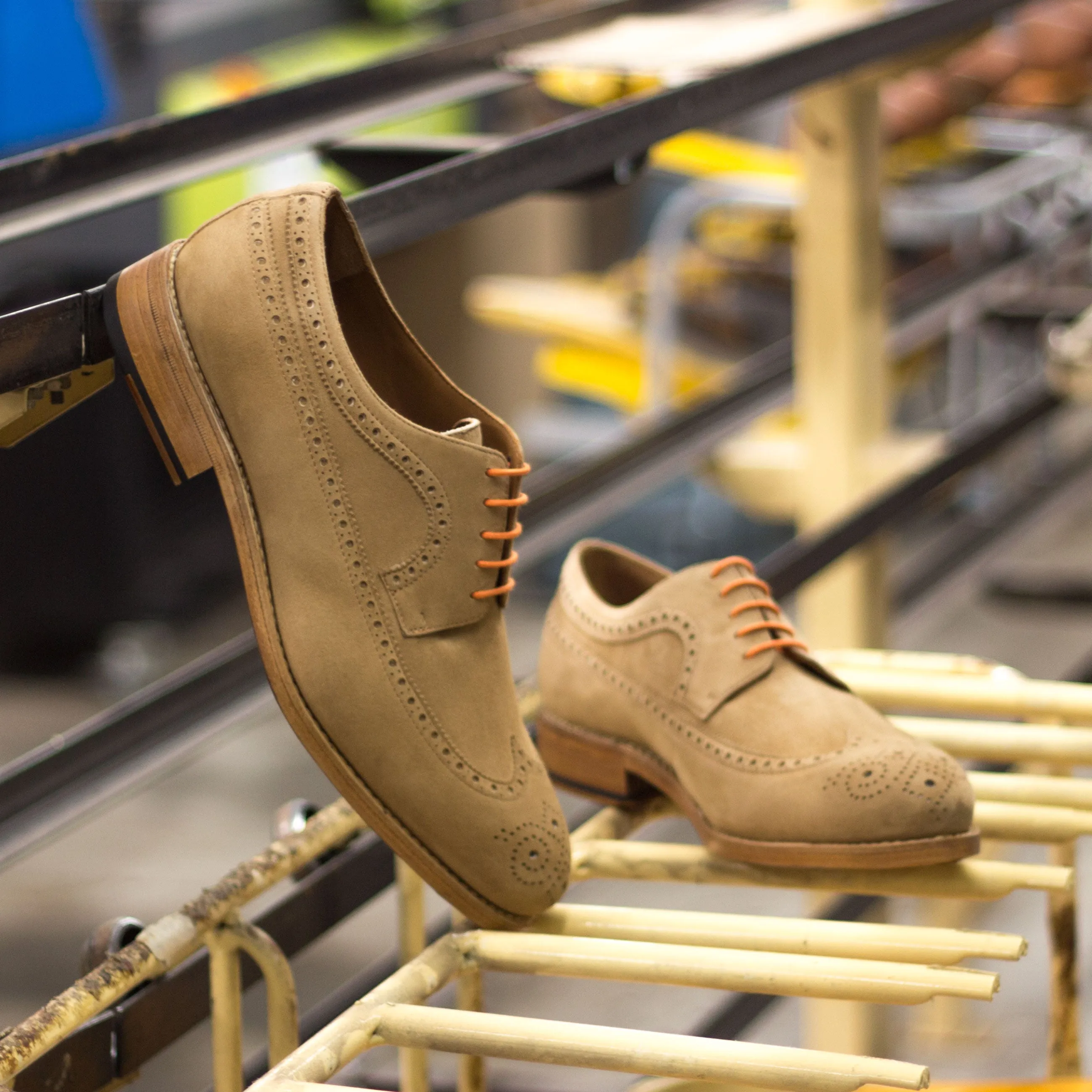 Dapperfam Shoes DapperFam Zephyr in Camel Men's Italian Suede Longwing Blucher