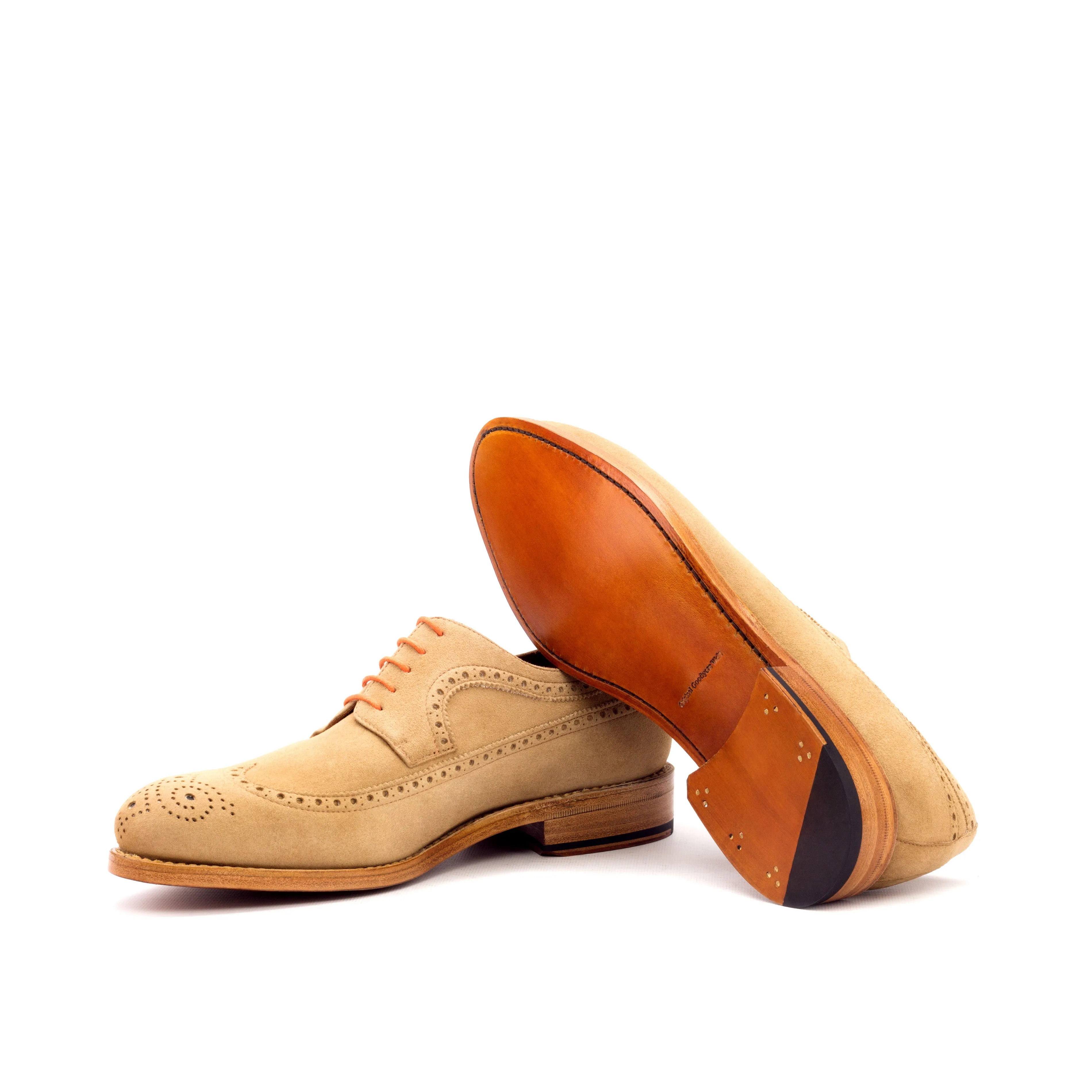 Dapperfam Shoes DapperFam Zephyr in Camel Men's Italian Suede Longwing Blucher