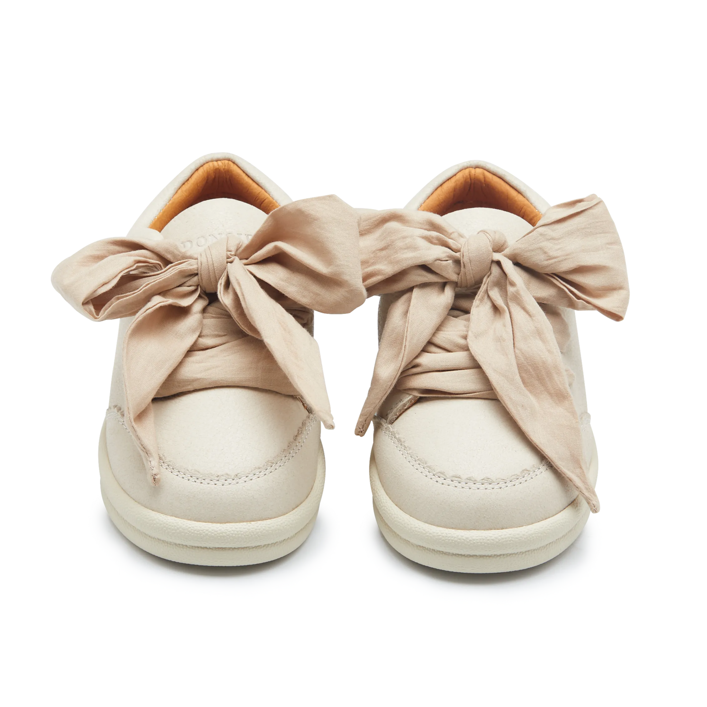 Girls Cream Leather Bow Trainers