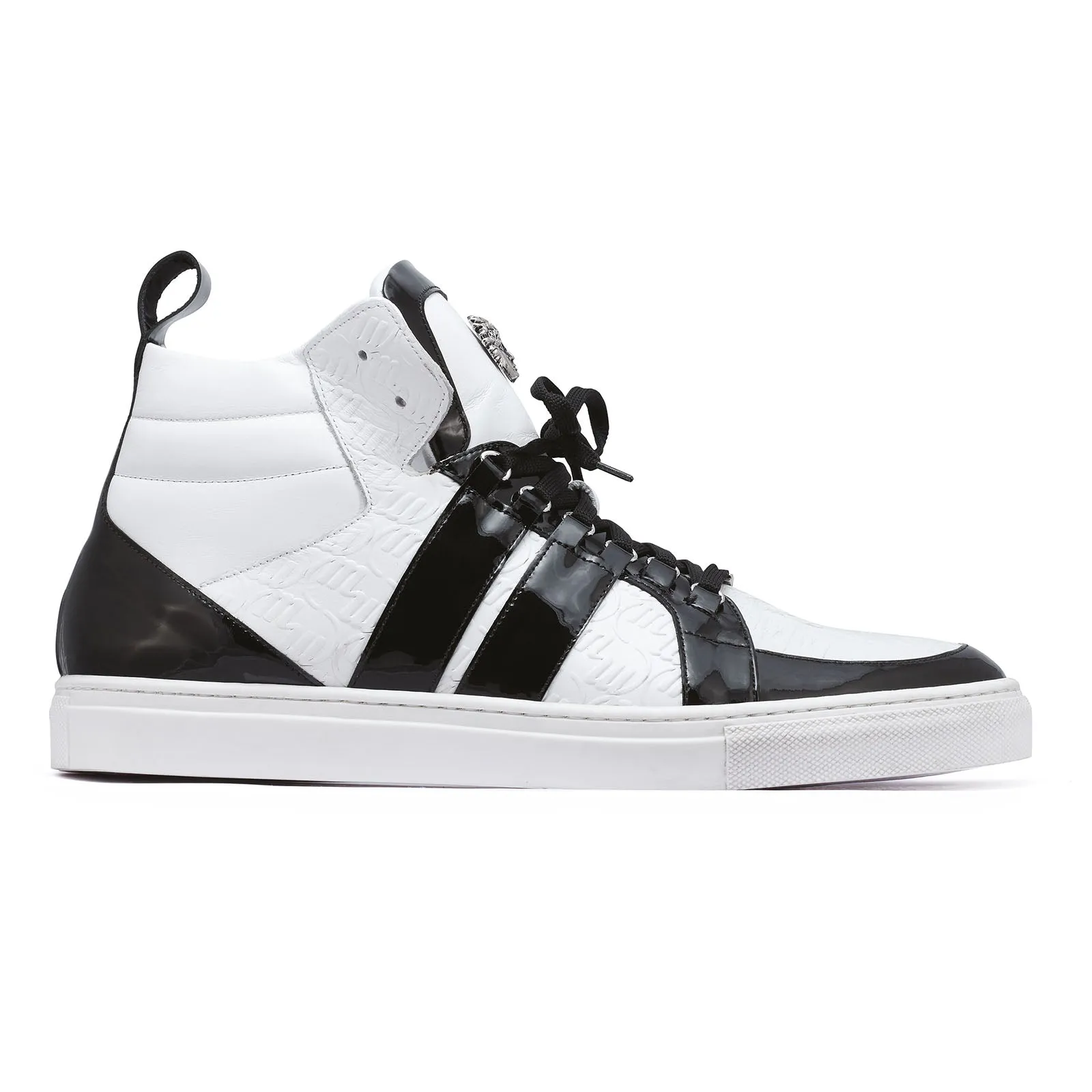 Mauri Shoes Mauri Blackjack in Black / White Mens Exotic Crocodile / Patent / Nappa Leather High-Top Sneakers