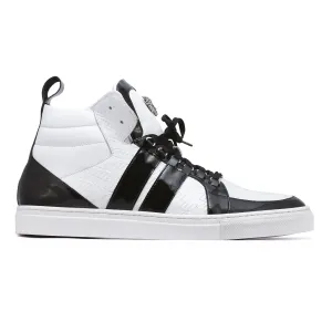 Mauri Shoes Mauri Blackjack in Black / White Mens Exotic Crocodile / Patent / Nappa Leather High-Top Sneakers