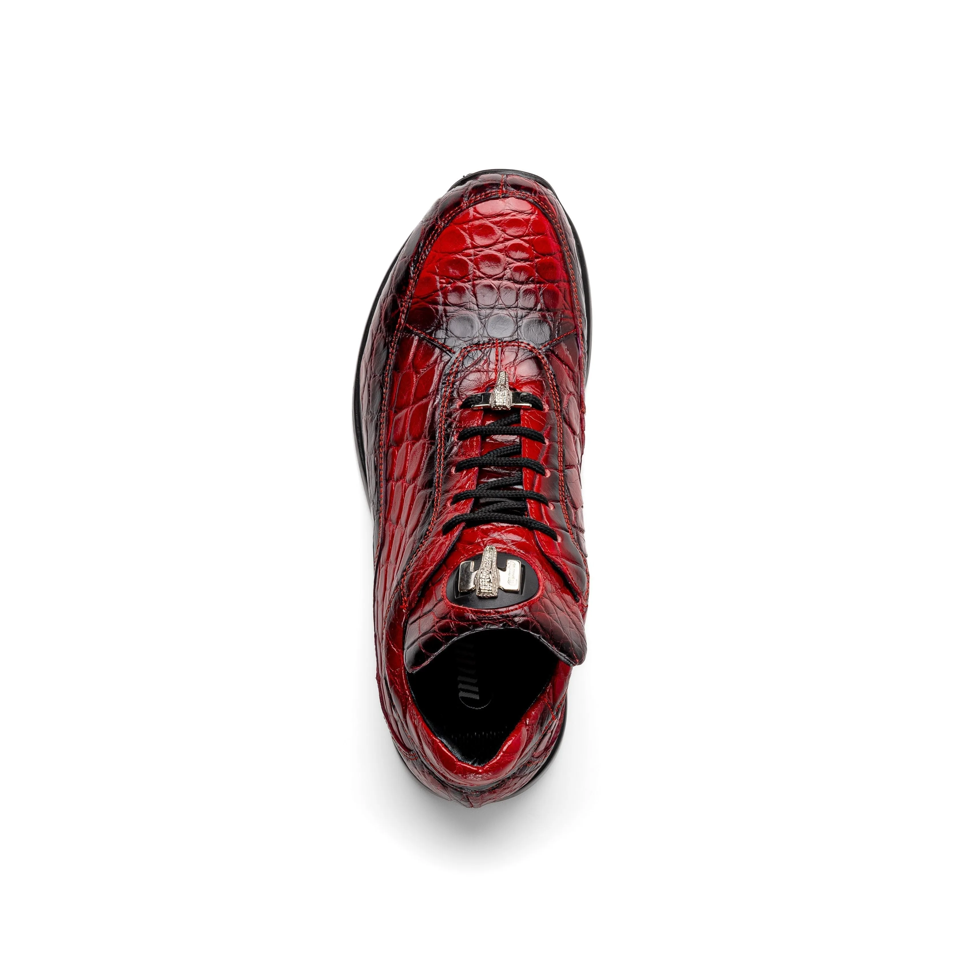 Mauri Shoes Mauri Bloodshed in Red / Dirty Black Mens Exotic Alligator Casual Sneakers