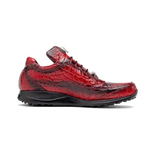 Mauri Shoes Mauri Bloodshed in Red / Dirty Black Mens Exotic Alligator Casual Sneakers