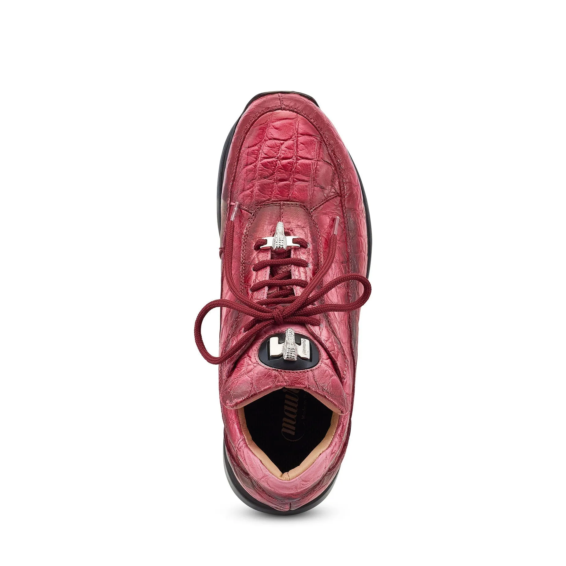 Mauri Shoes Mauri Bloodshed in Taste of Berry / Dirty Ruby Red Mens Exotic Alligator Casual Sneakers