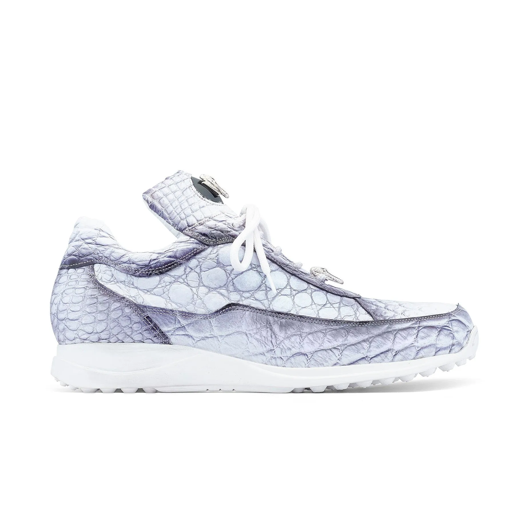 Mauri Shoes Mauri Bloodshed in White / Dirty Black Mens Exotic Alligator Casual Sneakers