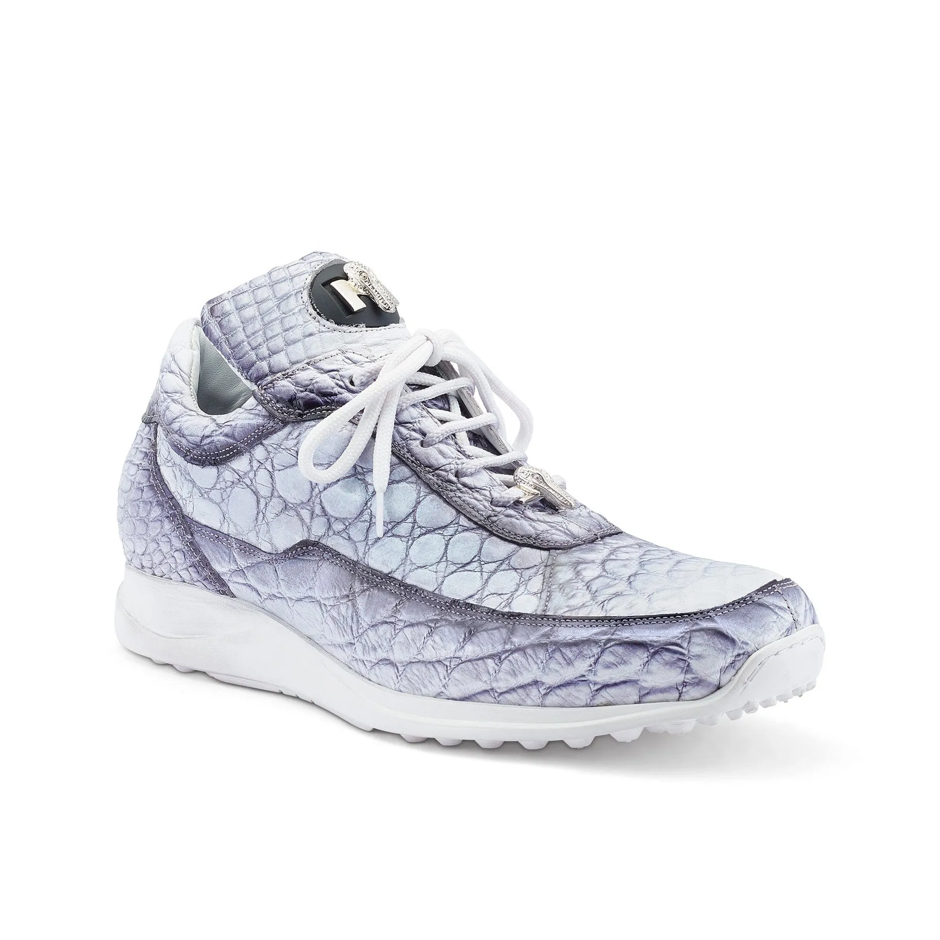 Mauri Shoes Mauri Bloodshed in White / Dirty Black Mens Exotic Alligator Casual Sneakers