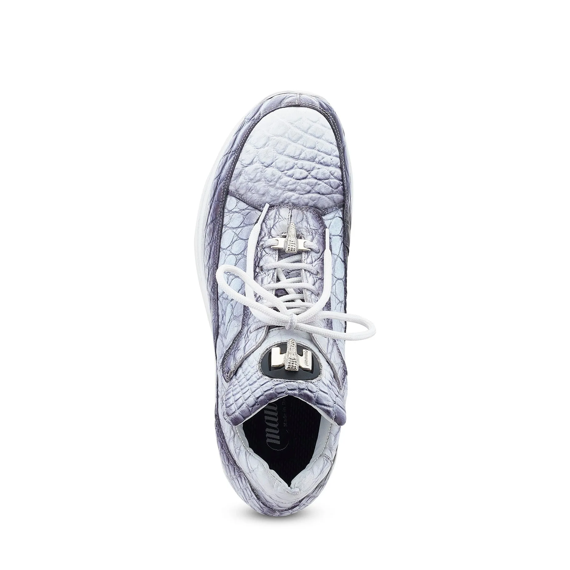 Mauri Shoes Mauri Bloodshed in White / Dirty Black Mens Exotic Alligator Casual Sneakers