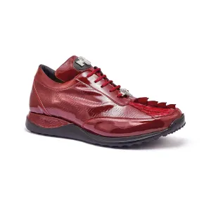 Mauri Shoes Mauri Blunt in Ruby Red Mens Exotic Hornback / Embossed Patent Leather Casual Sneakers