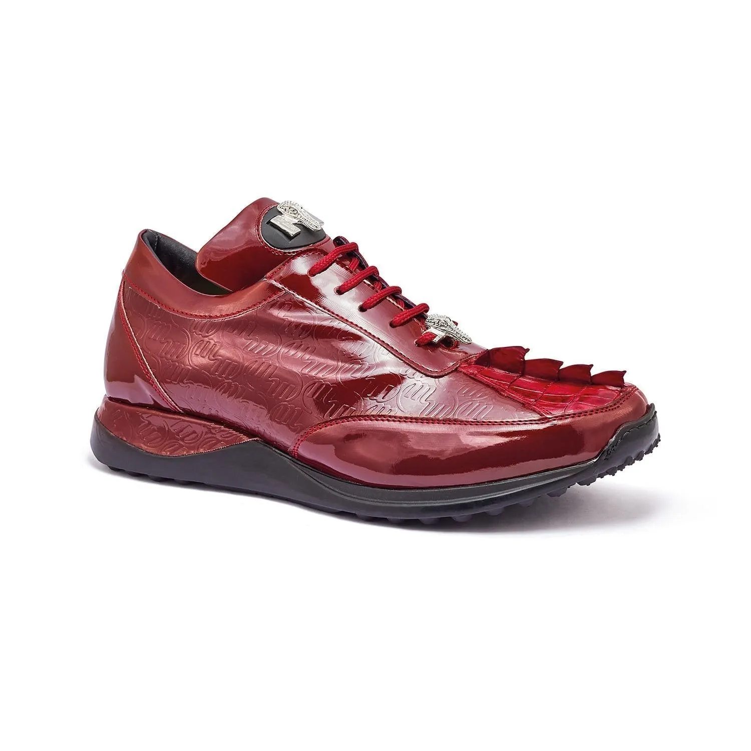 Mauri Shoes Mauri Blunt in Ruby Red Mens Exotic Hornback / Embossed Patent Leather Casual Sneakers