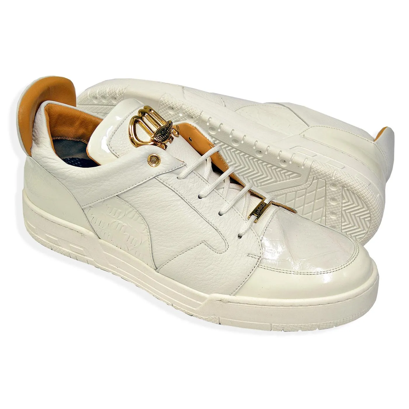 Mauri Shoes Mauri Boss in White Mens Exotic Crocodile / Patent / Calf-Skin Leather Casual Sneakers